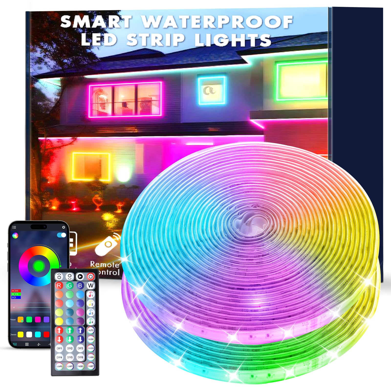 Amazon.com: aiicrgb 100FT Outdoor RGB LED Strip Lights, IP68 Music