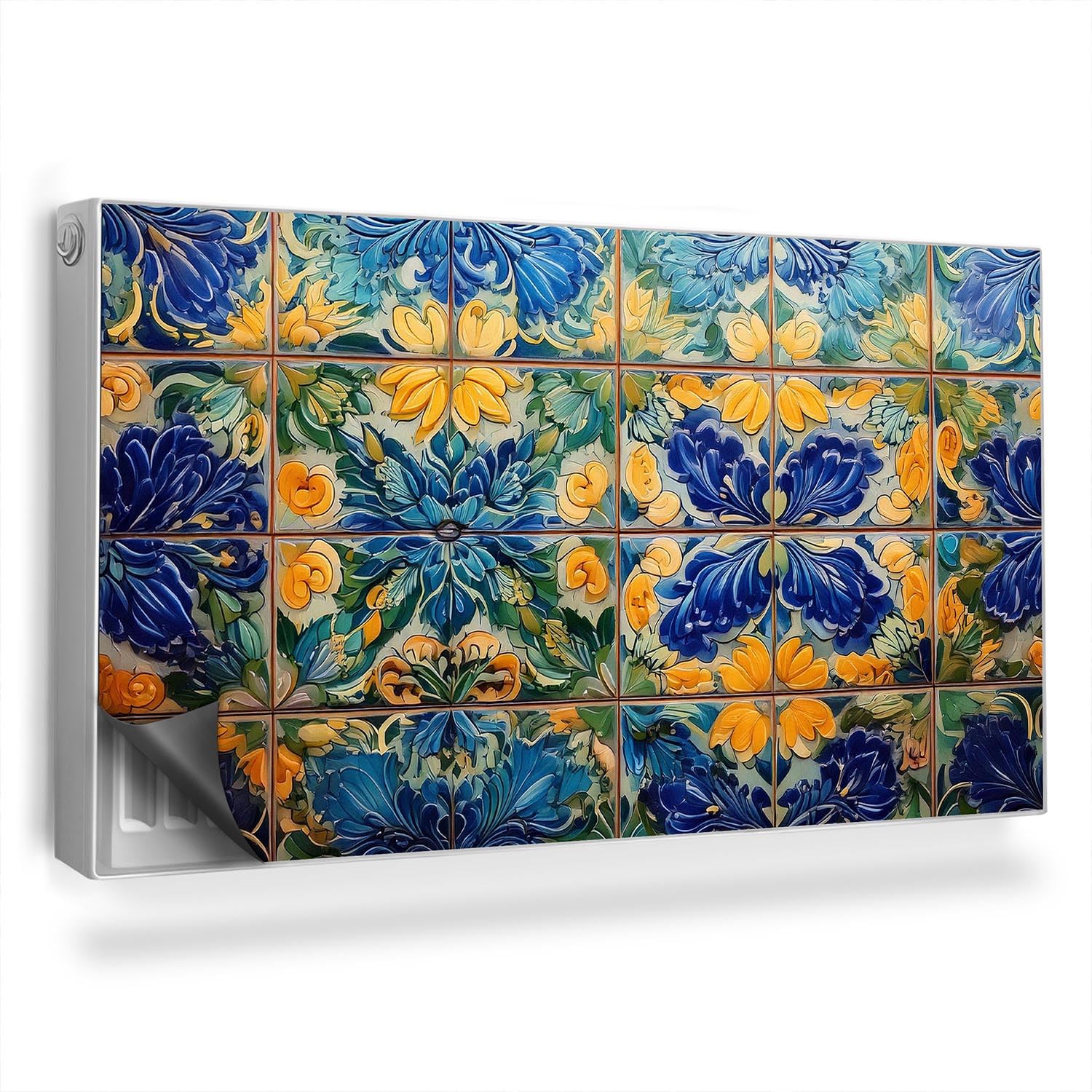 Cache Radiateur Magnétique 110x60 cm Tapis Design Anti-poussière et Décoratif Floral