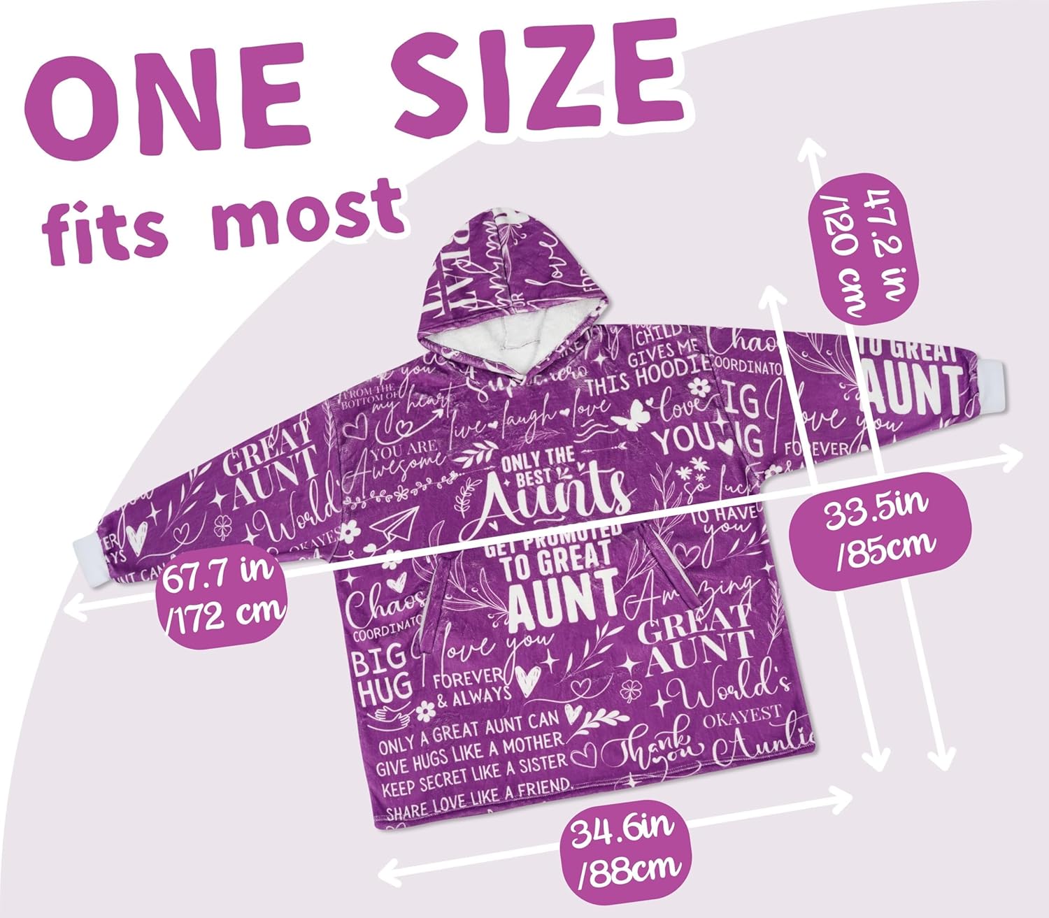 Great Aunt Gifts from Niece, Blanket Hoodie for Auntie on Christmas, Birthday, Mother's Day- The best aunts get promoted to great aunt