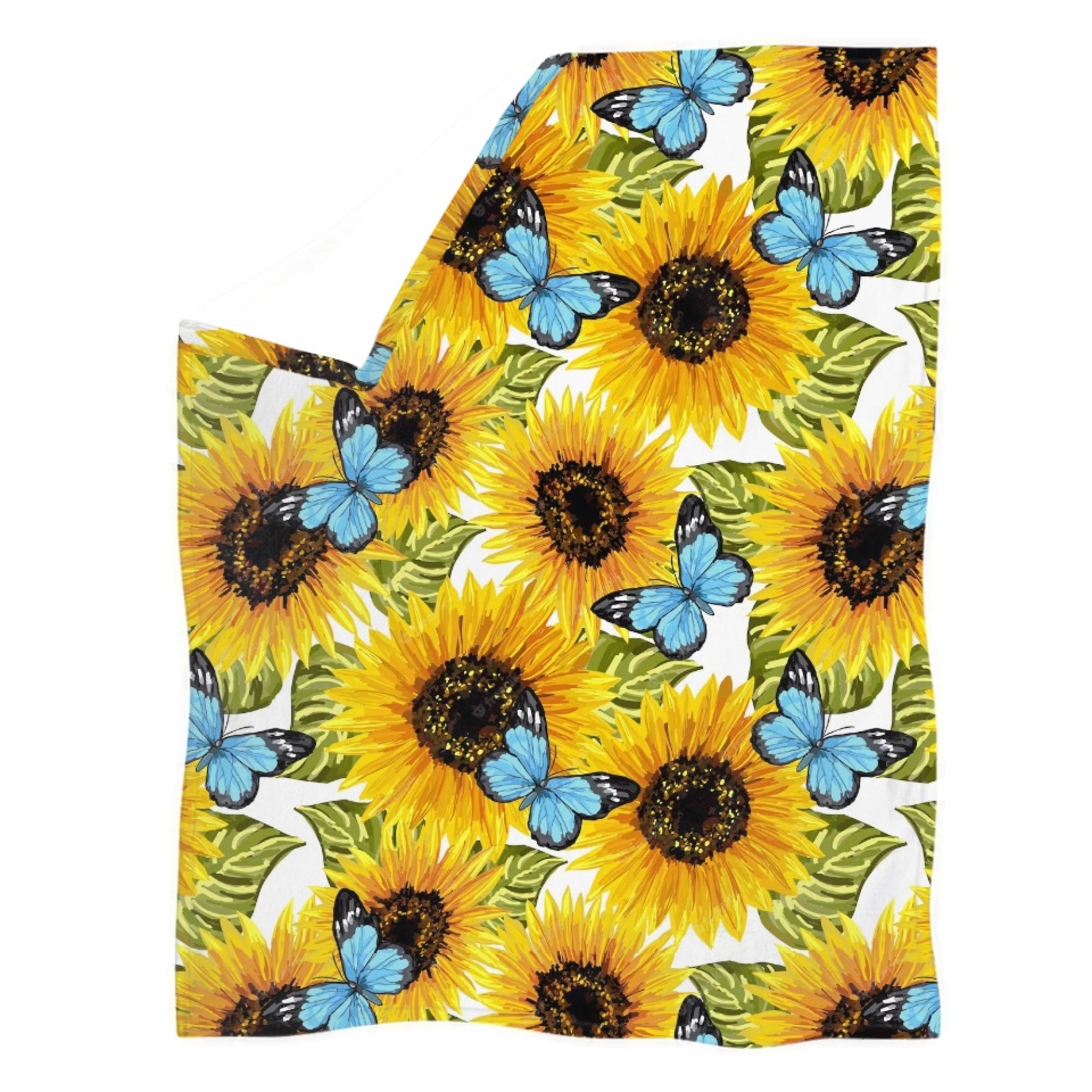 chaqlin Sunflower Butterfly Blanket Fleece Throw Blanket for Kids Teens Adults Soft Fuzzy Push Blanket Women Girls Bed Blanket for Holiday Bed Couch,Sunflower Gifts — image 1
