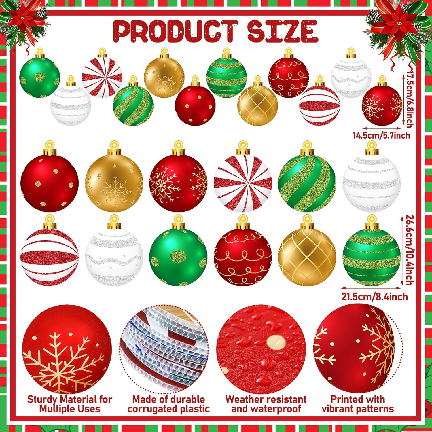 Huwena 24 Pcs Christmas Outdoor Decorations Hanging Ornaments Christmas Yard Signs Double Sided Lawn Decorations for Xmas Party Porch Lawn Decor (Delicate Style)