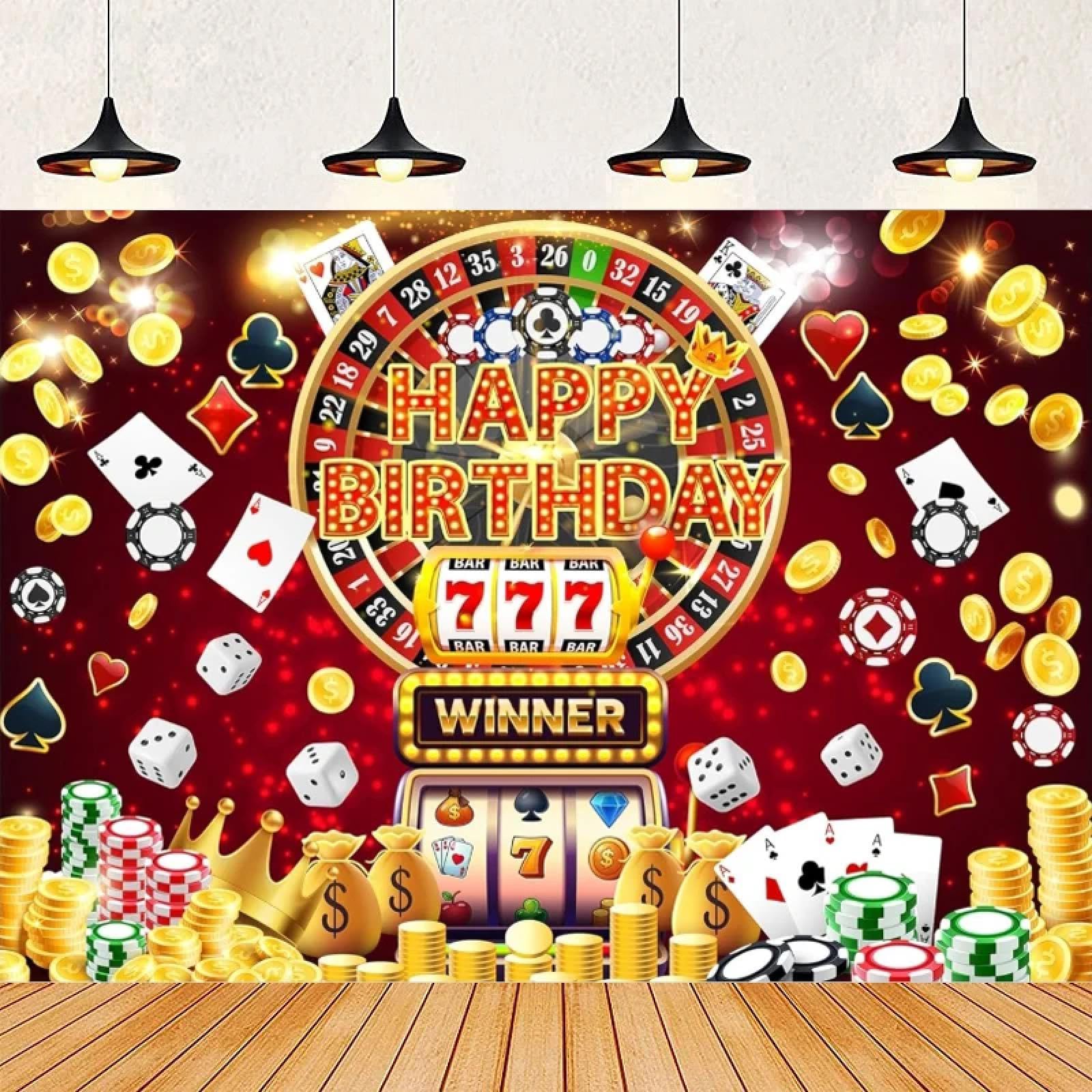 Tło fotograficzne Noc Karty poker Kości Banner Baby Shower Urodziny Portret Strzelanie Plakat