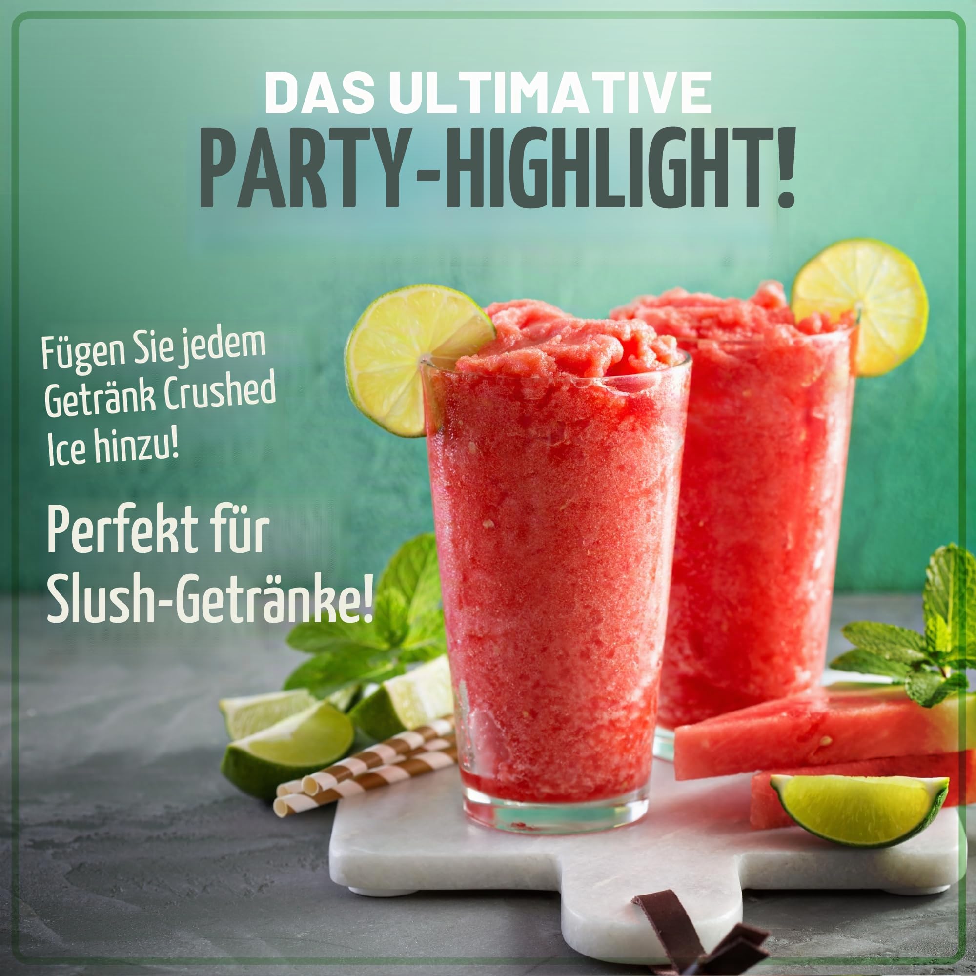 Nostalgia Snow Cone Slushie-Maschine Retro-Stil, inklusive Kunststoffbecher, Eisformen, Weiß, Grün