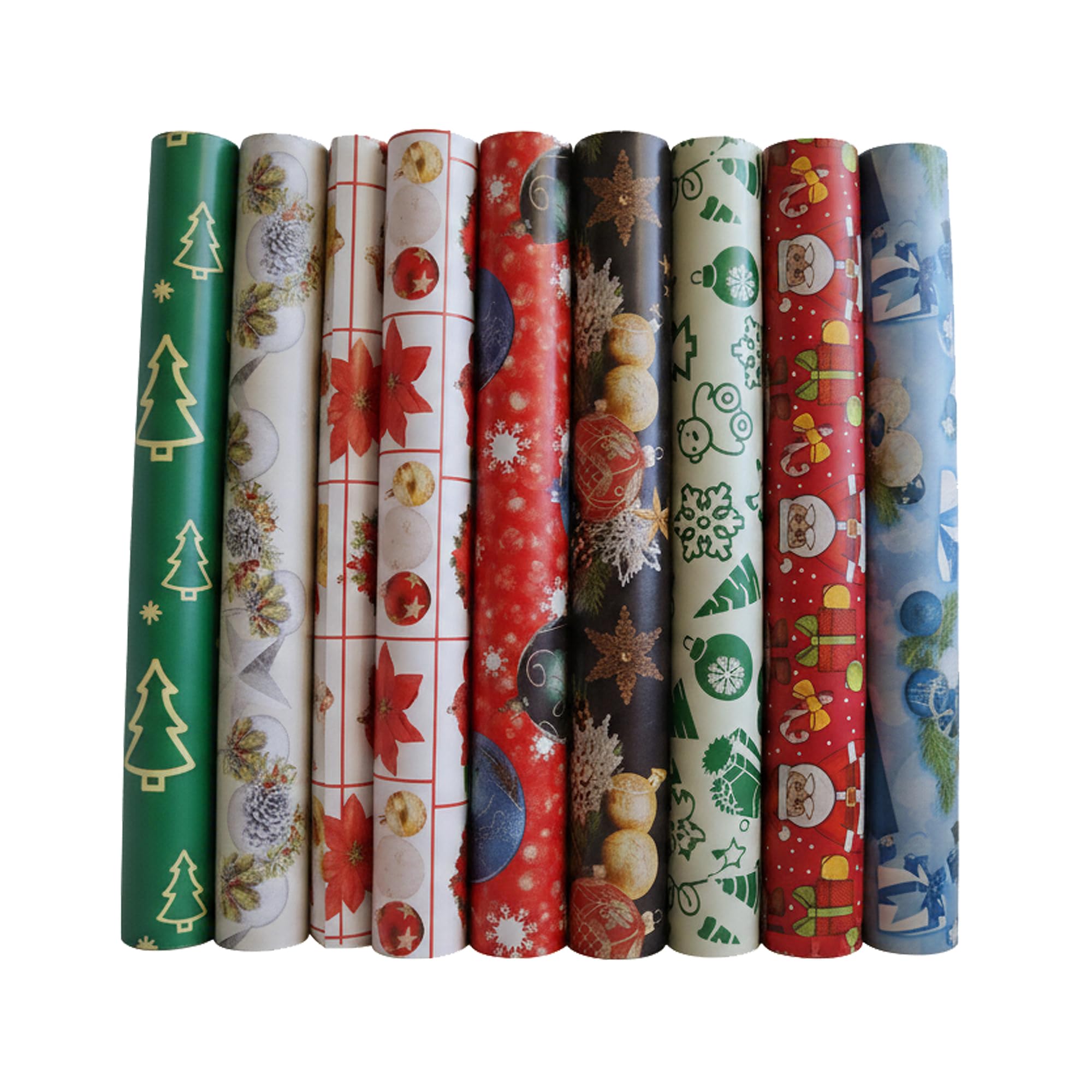 Geschenkpapier Weihnachten Weihnachtspapier Weihnachtsgeschenke Papier Kinder Familie 32 Rollen Set - 70cm x 2m, bunt, festlich mit diversen Motiven