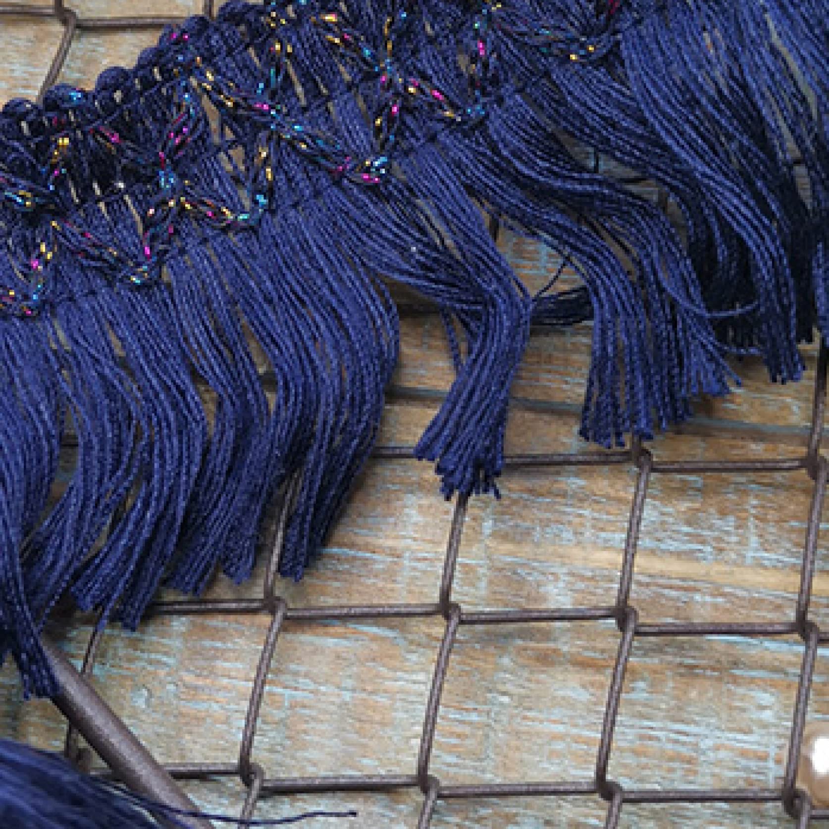 Typ: pleciona frędzelowa lamówka, Frędzle Tassel Fringe Różowy Granatowy 1 jard(Navy Blue)