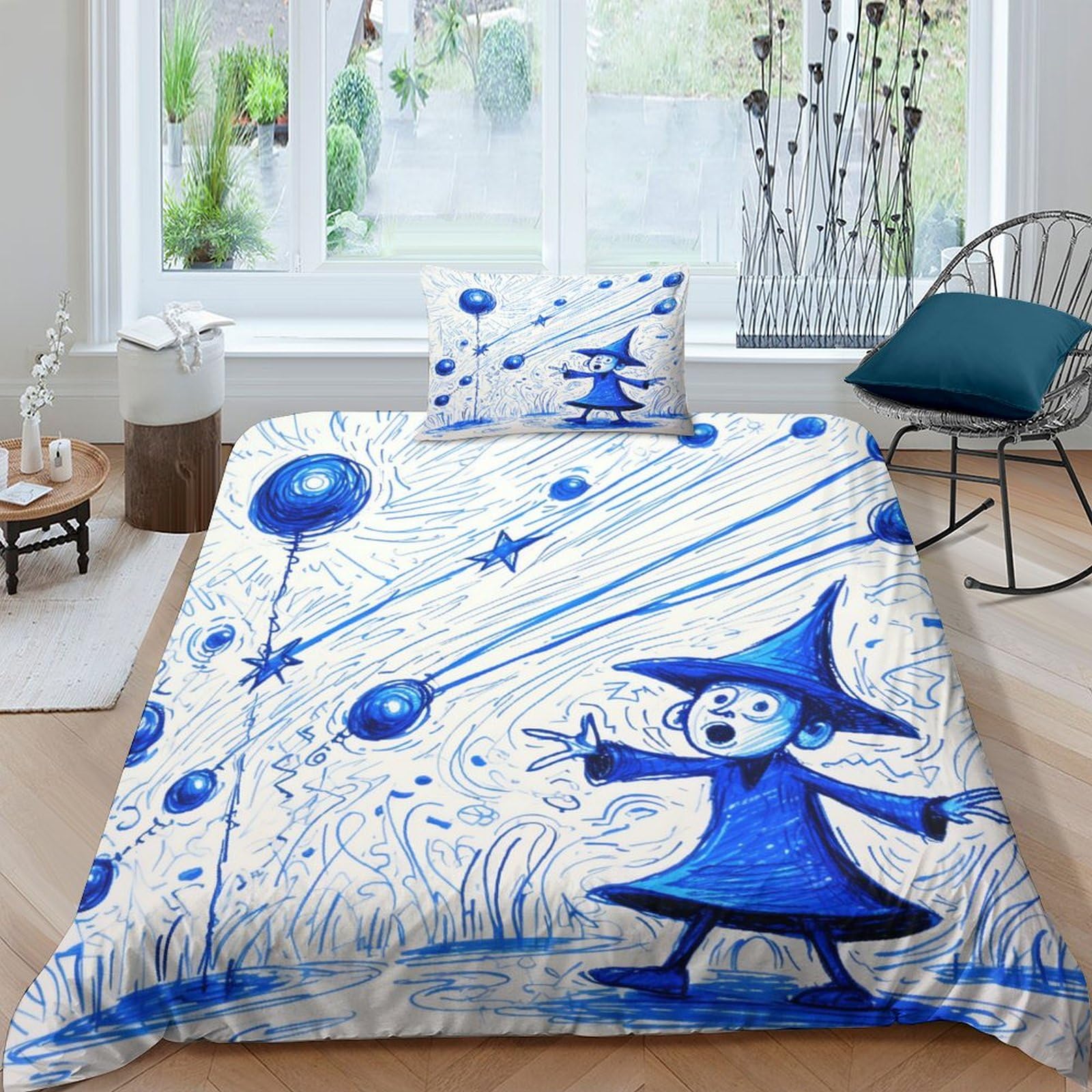 Parure de lit Blue Ink Painting pour une chambre d'adulte ou d'enfant