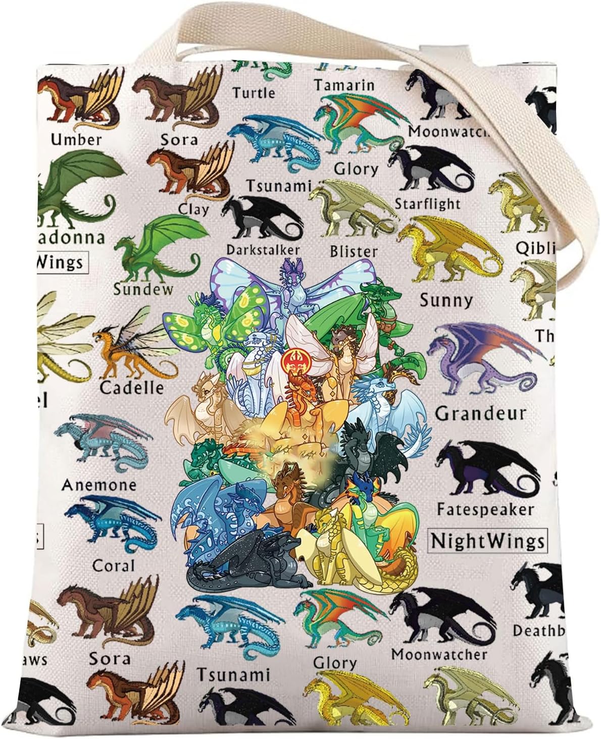 LEVLO Wings Dragon Tote Bag Dragon Novel Gift Wings Tribes Shoulder Bag Wing Dragons Bookish Merchandise