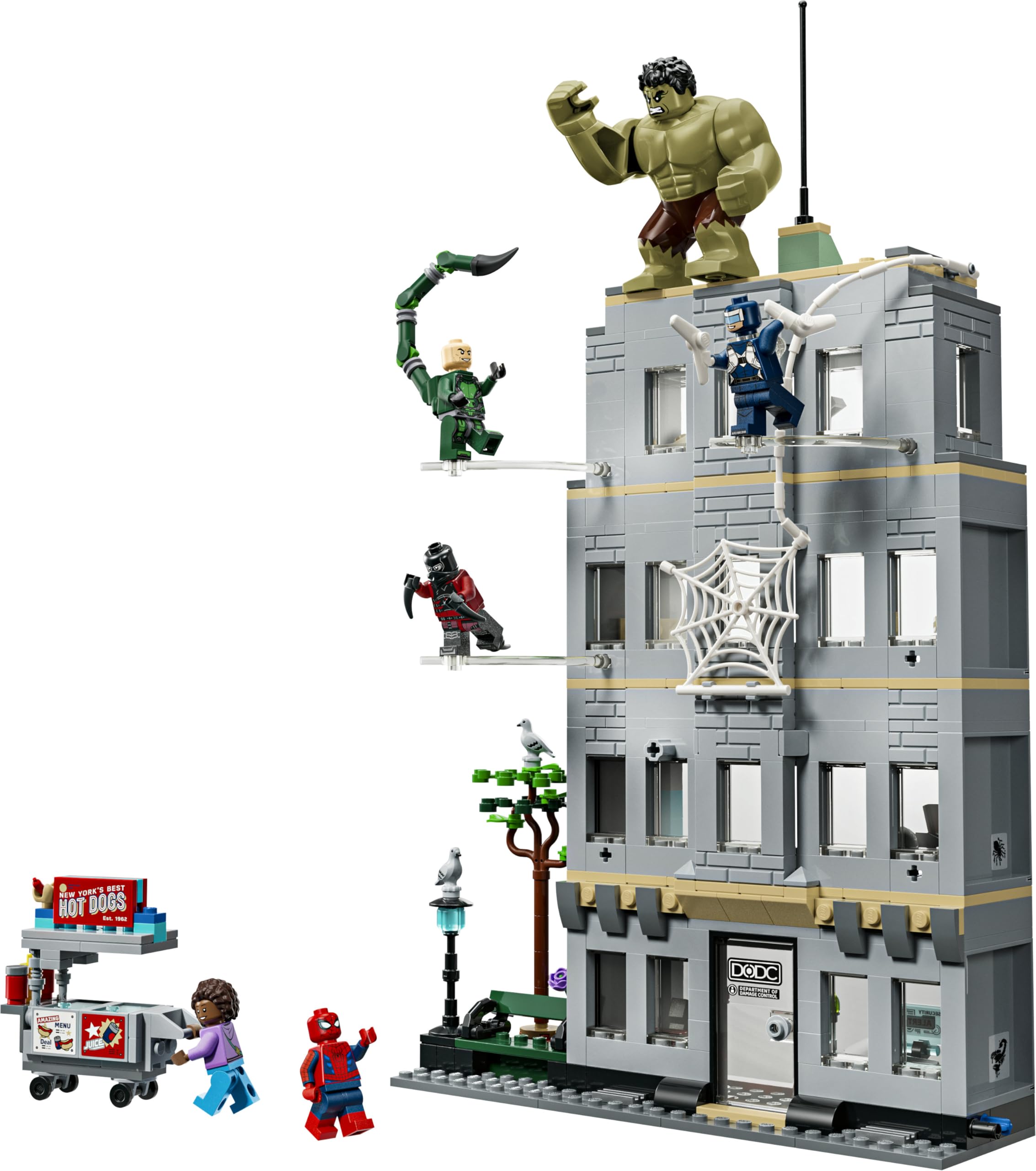 LEGO | Marvel Spider-Man vs. Hulk: Choque Épico - Juguete Interactivo con Oficina de 4 Plantas, Figura de Acción de Superhéroe, 5 Minifiguras Inc. Escorpión - Regalo para Niños de 8+ Años - 76350