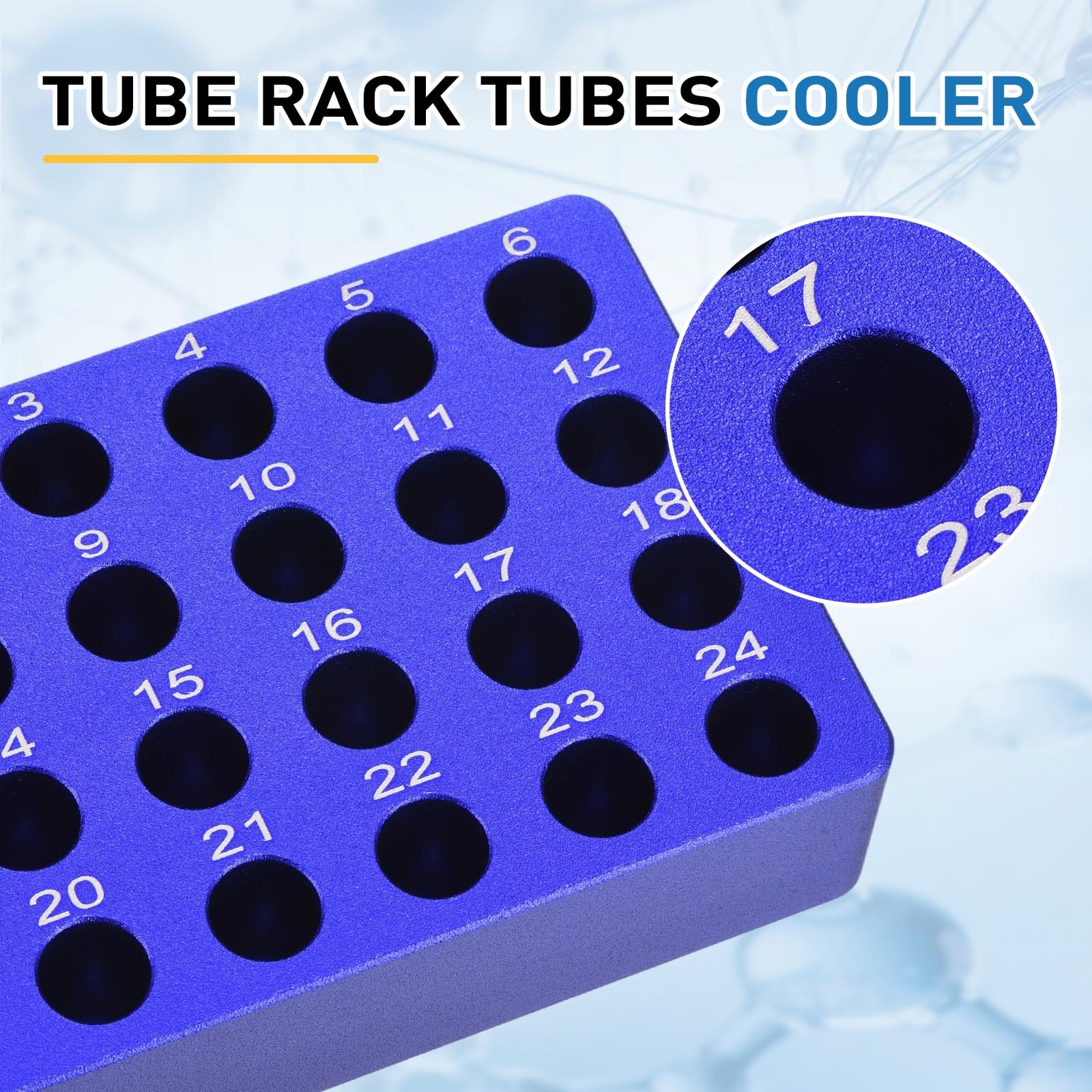 PATIKIL Soporte De Tubos De Microcentrífuga De 24 Pocillos Enfriador Bandeja Placa De Cultivo De Tejidos Bloque De Enfriamiento De Aluminio Para Tubo De PCR De 50ml Equipo De Lab