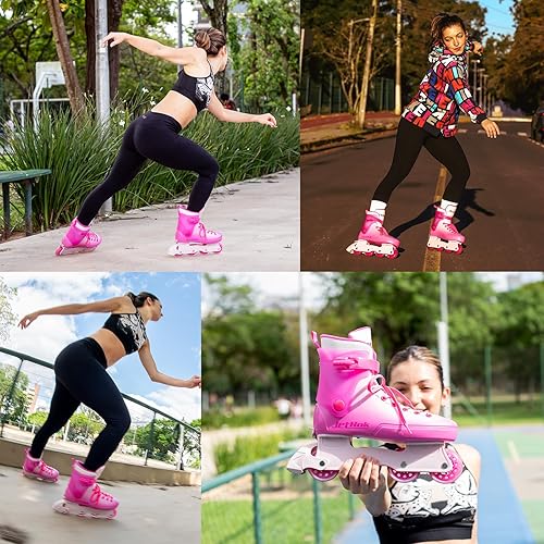 Miniatura 3 de Inlineskates - Patines en línea para mujeres y niñas, tamaño ajustable, freno extraíble, rodamientos ABEC-7, para patinaje en interiores y
