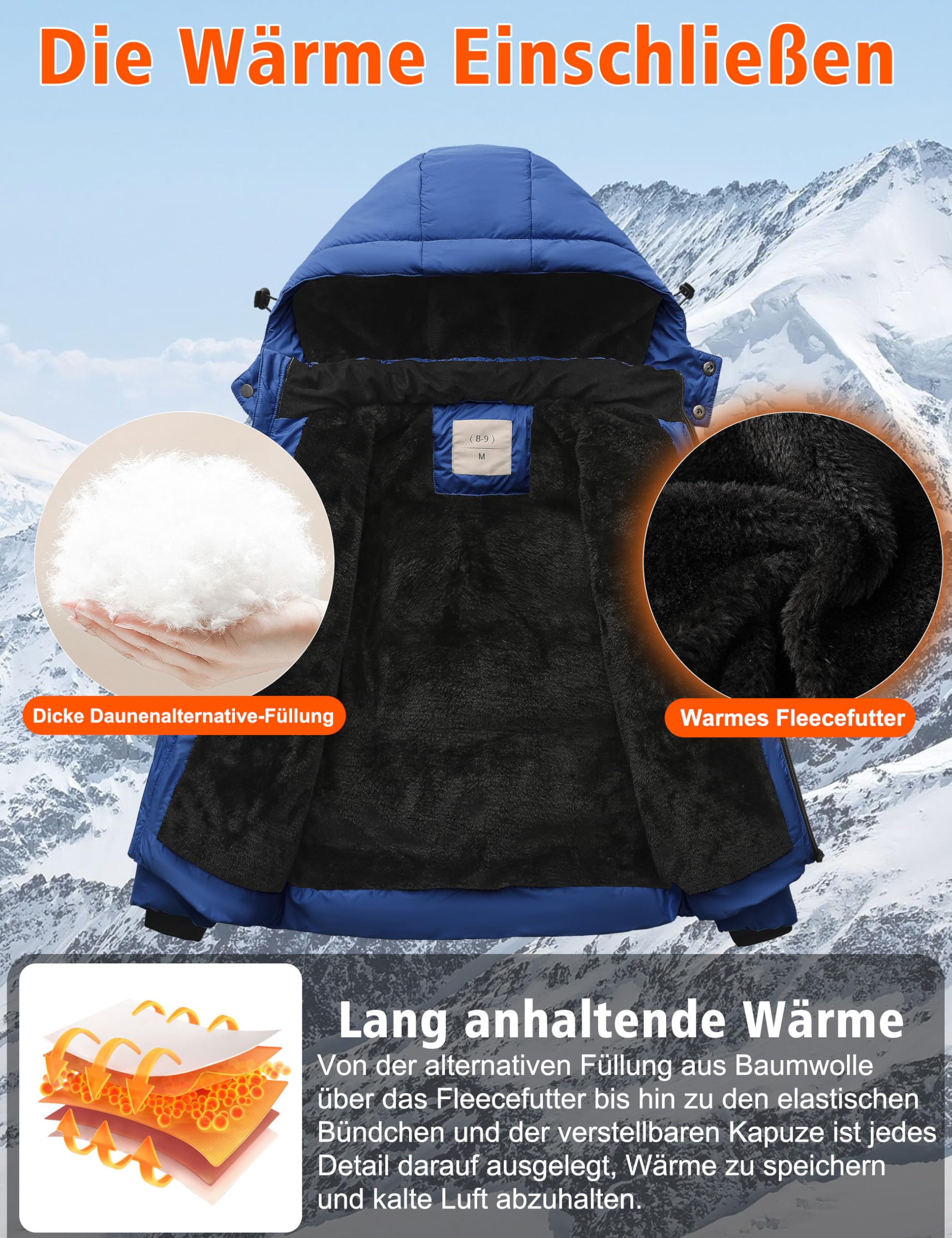 Zoofly Veste Hiver pour Garçons et Filles Veste de Ski Chaud avec Capuche Amovible