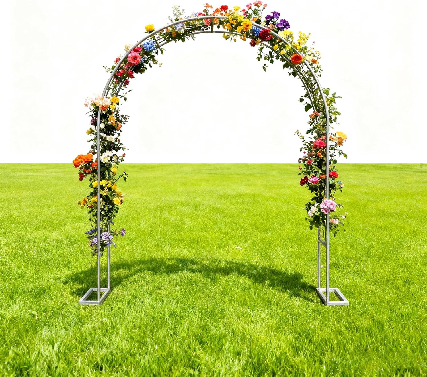 Metal Arch Garden Arbor for Climbing Plants Width2.6ft~11.5ft，Rose Archway Rustproof, Arbor with Base Weatherproof,Wedding Bridal Party Decoration Pergola(White,Width 240xHeight 220cm)