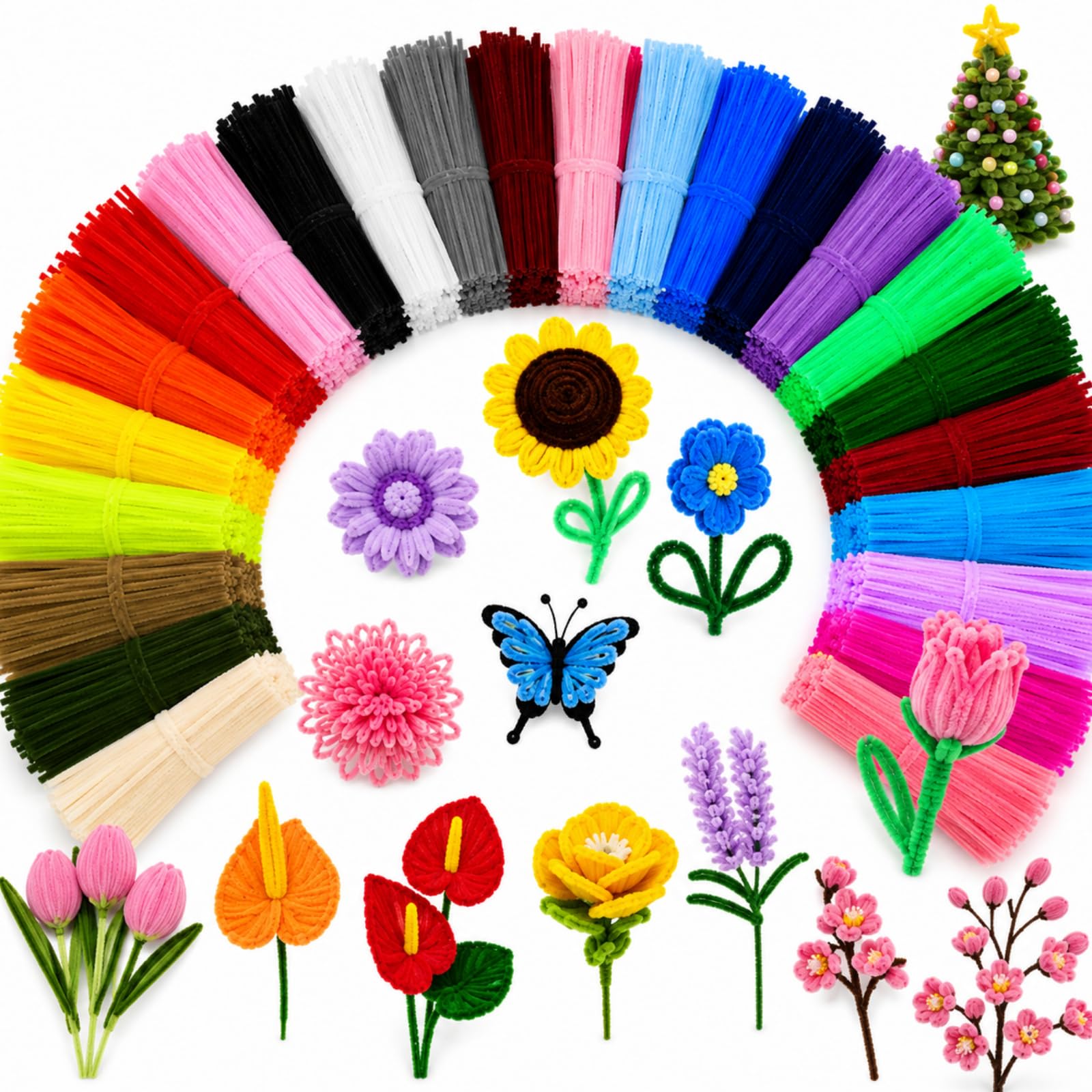 Yunsailing 1800 Pcs 36 Colors Pipe Cleaners Bulk Chenille Stems
