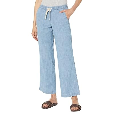 L.L.Bean Lakewashed Pull On Chambray Wide Leg Pants Women