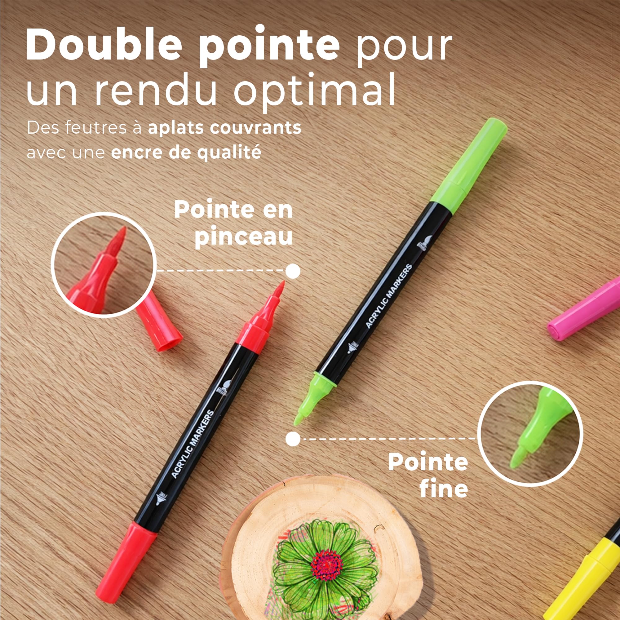 Image secondaire de Set de 24 Marqueurs Peinture Acrylique DIYIDEA - Double Pointe pour Loisirs Créatifs