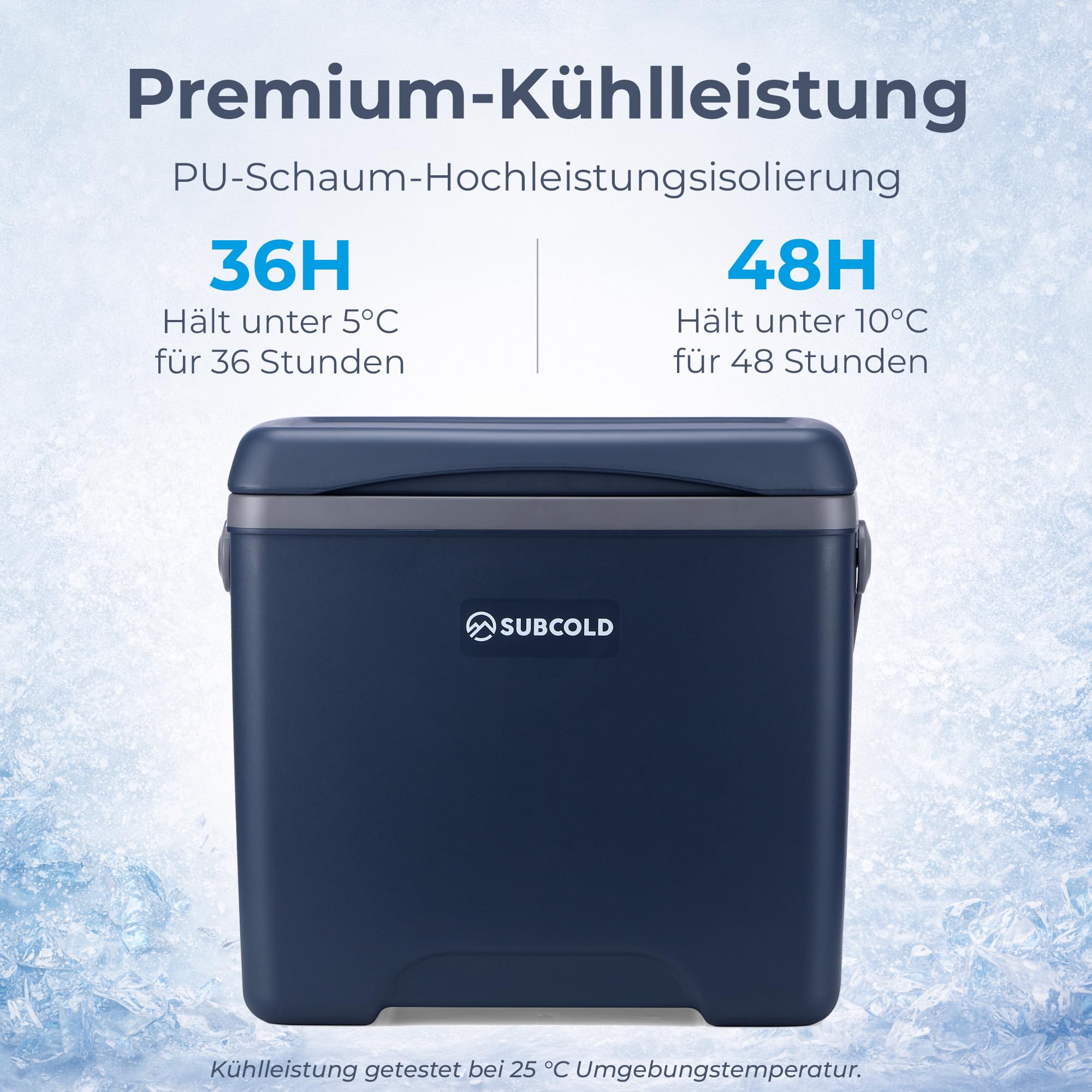 Subcold Kühlbox mit 2 Kühlakkus - Leichte isolierte Kühlbox | Isolierte Kühlbox für Reisen, Auto, Picknick & Strand | Tragbare Eisbox Kühlbox