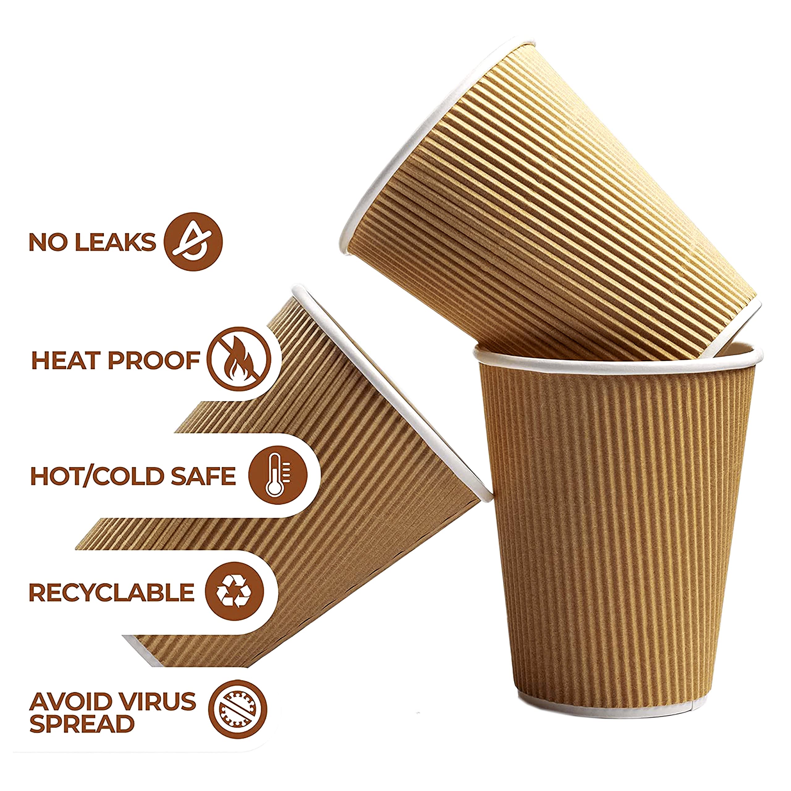 zig zag Tazze di carta usa e getta ecologiche, 150 ml, ideali per caffè e tè in feste, barbecue, viaggi ed eventi, confezione da 500 pezzi