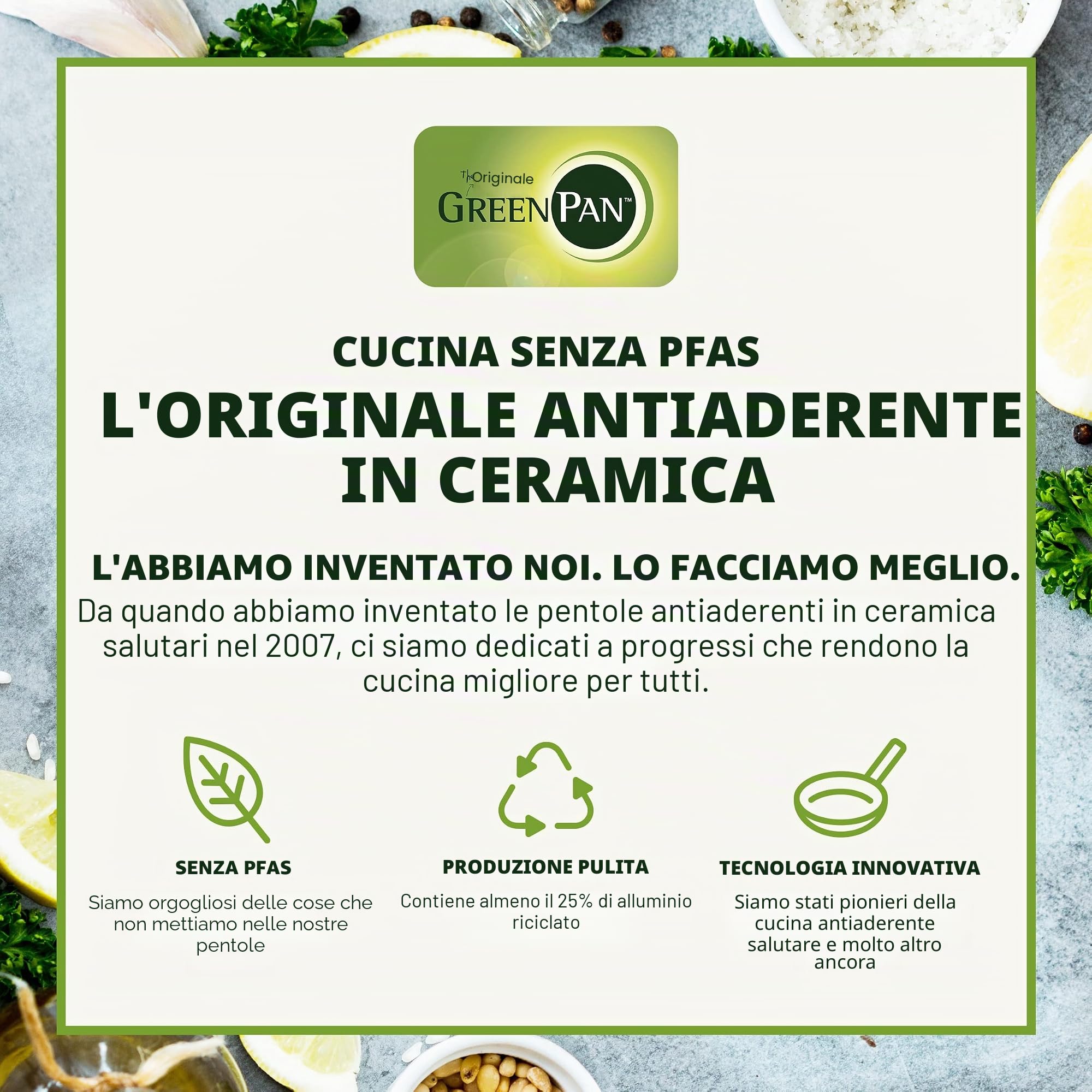 GreenPan Venice Pro Tri-Ply Set di pentole e padelle in ceramica antiaderente a tre strati in acciaio inox, senza PFAS, multiaderenti, a induzione, lavabili in lavastoviglie, adatto al forno, argento