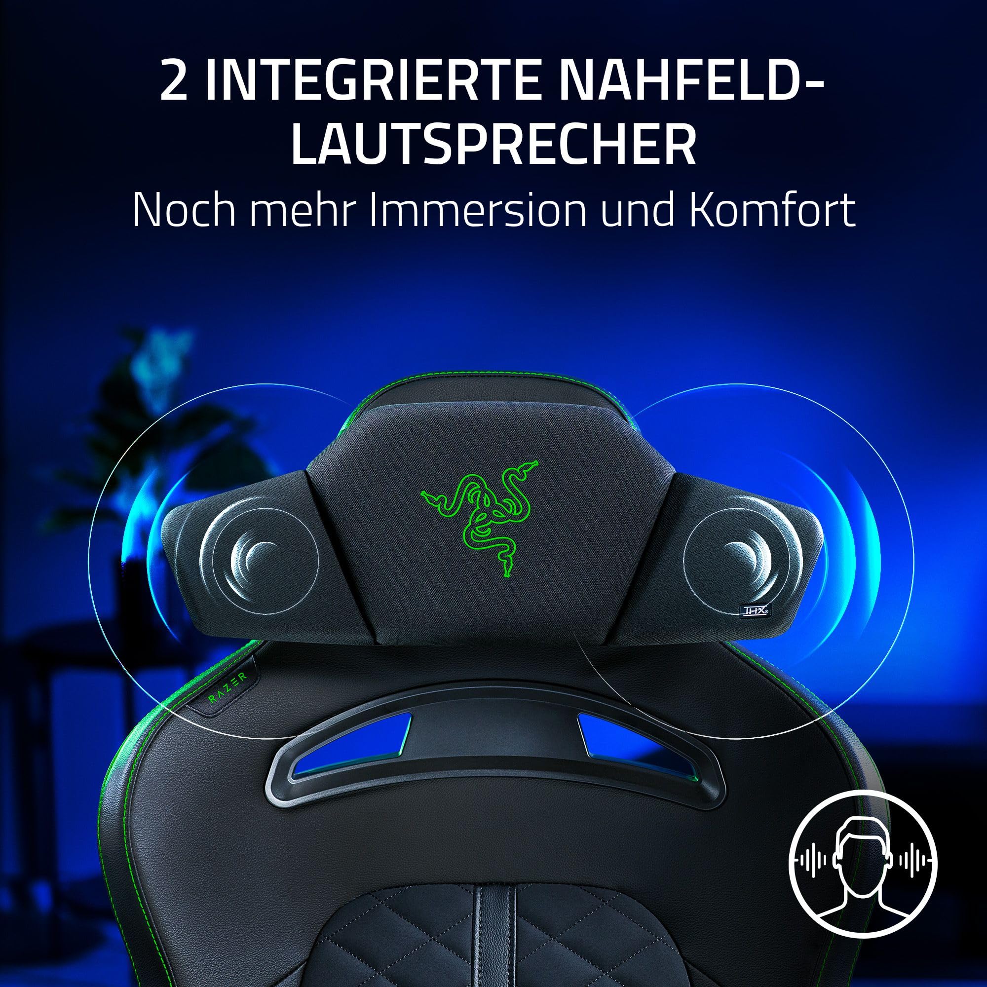 Razer Clio - THX Spatial Audio-fähiges kabelloses Lautsprecherkopfkissen (gepolsterte Auflage, 43mm Full Range Treiber, HyperSpeed Wireless und Bluetooth, 14 Std Akkulaufzeit) Schwarz