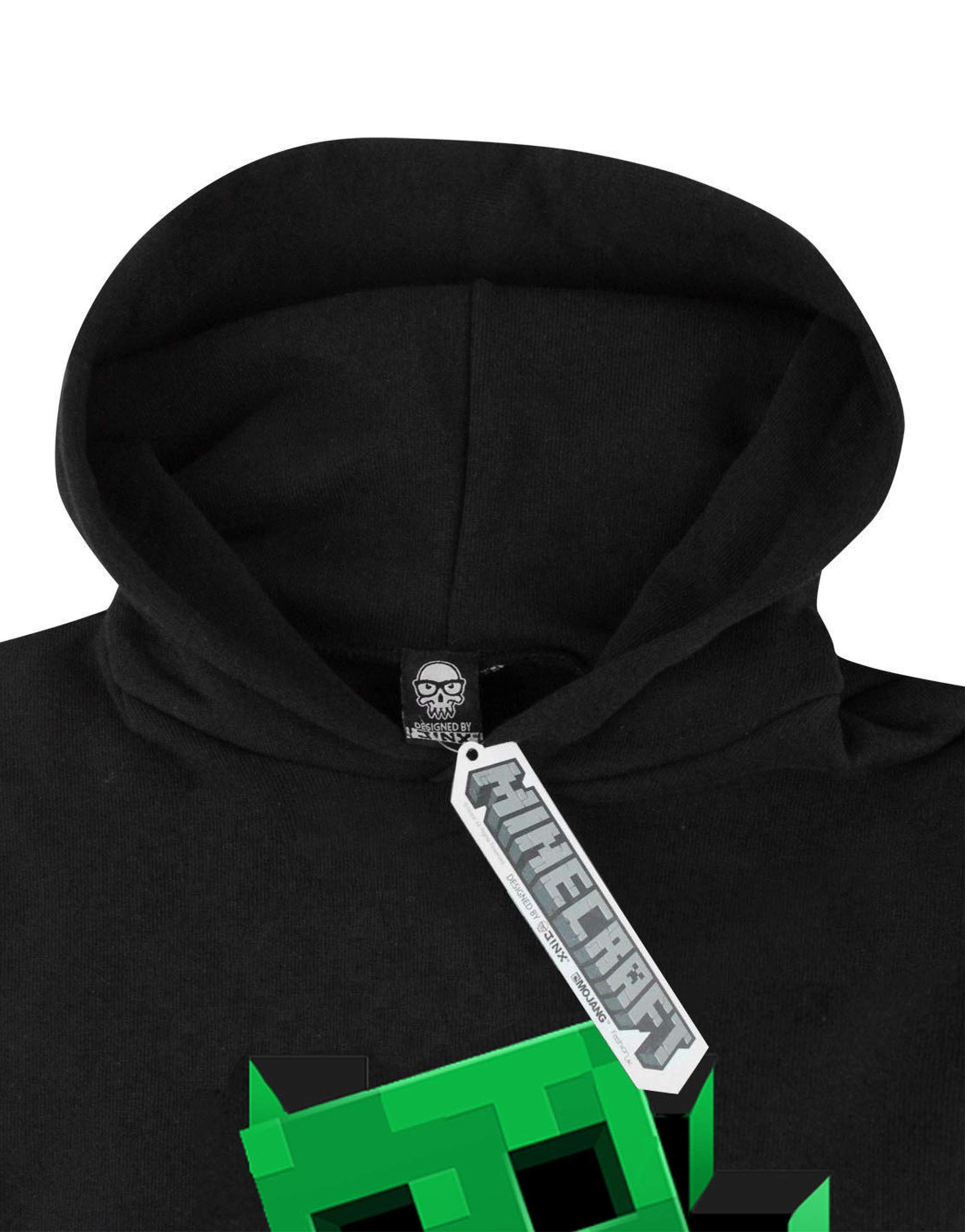 Minecraft Hoodie Boys Kids Gamer Black Creeper Inside Pull à Capuche