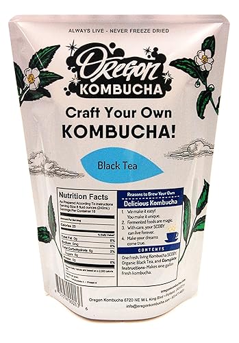 Oregon Kombucha Té negro orgánico - Kit de inicio de kombucha de 1 galón