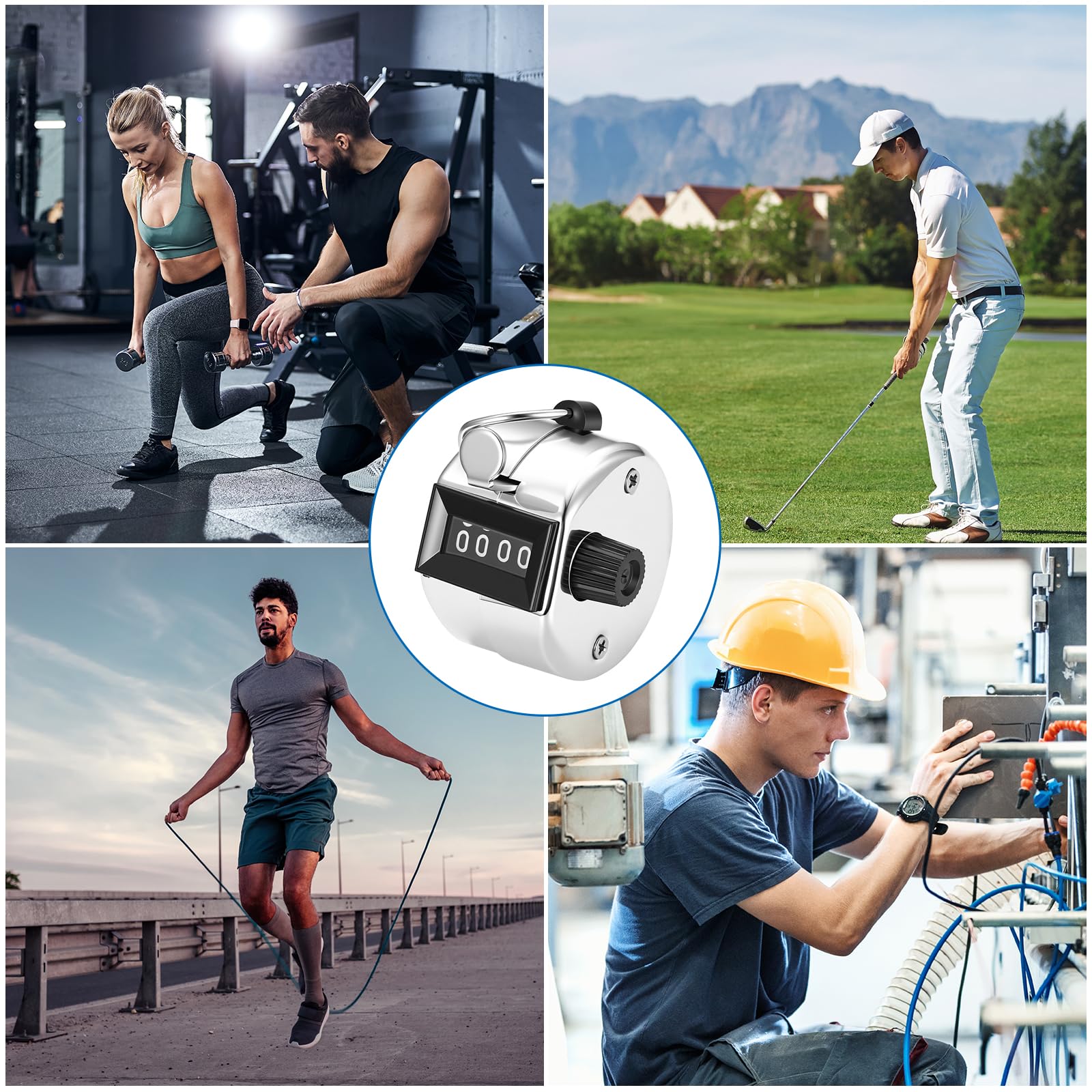 Contador Manual de 4 Dígitos, Contador Mecánico de Personas para Golf y Deportes