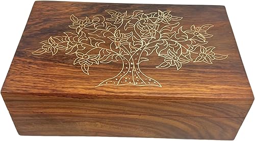 collectiblesBuy Caja de madera hecha a mano con tapa con bisagras, recuerdo marrón, joyería sin terminar y manualidades, caja de almacenamiento para