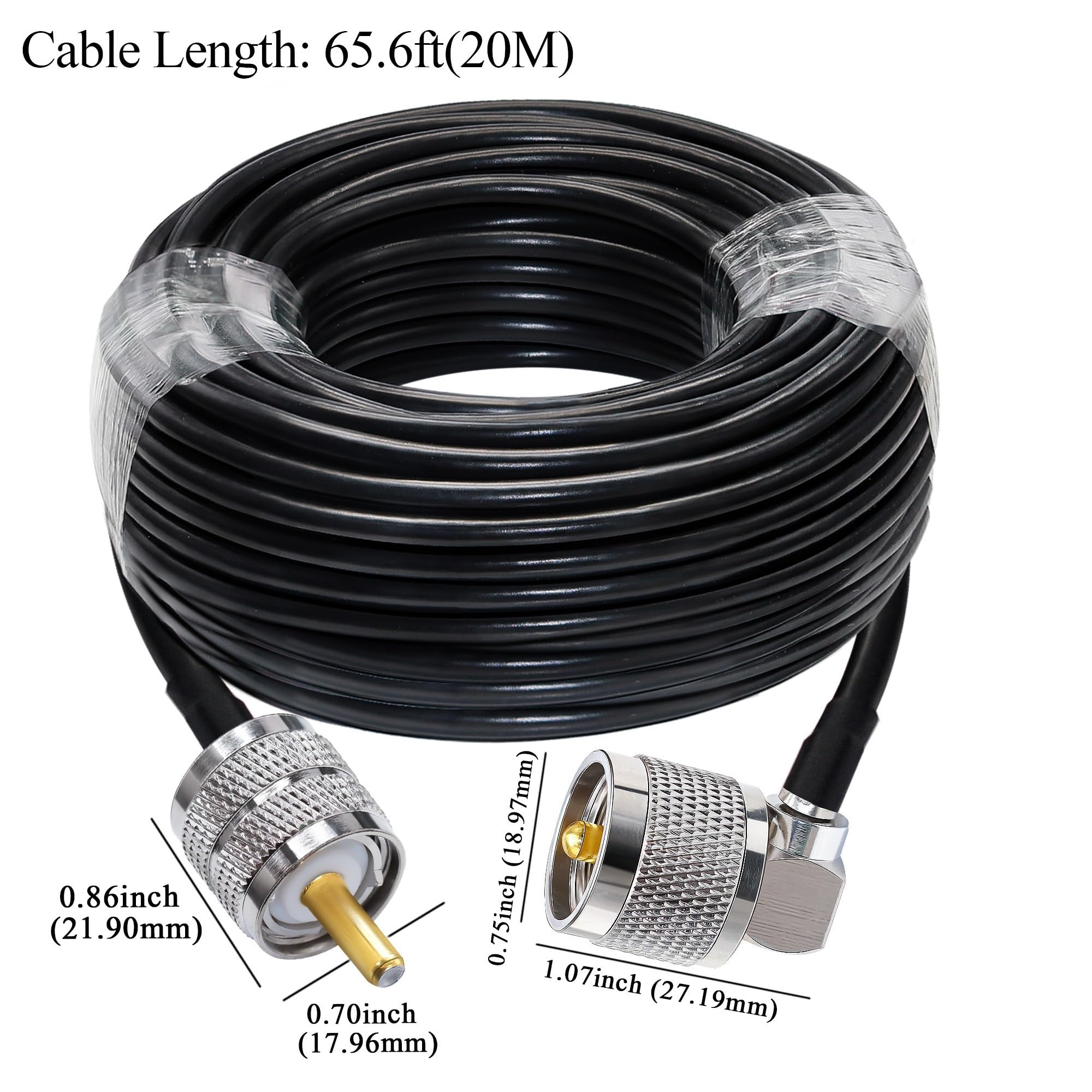 LIHUA RG58 Kabel UHF PL259 męski an/te/na wtyczka do UHF męski kabel koncentryczny pod kątem prostym SO239 W/i/Fi an/te/na przedłużacz 20 cm 40 m (35 m)