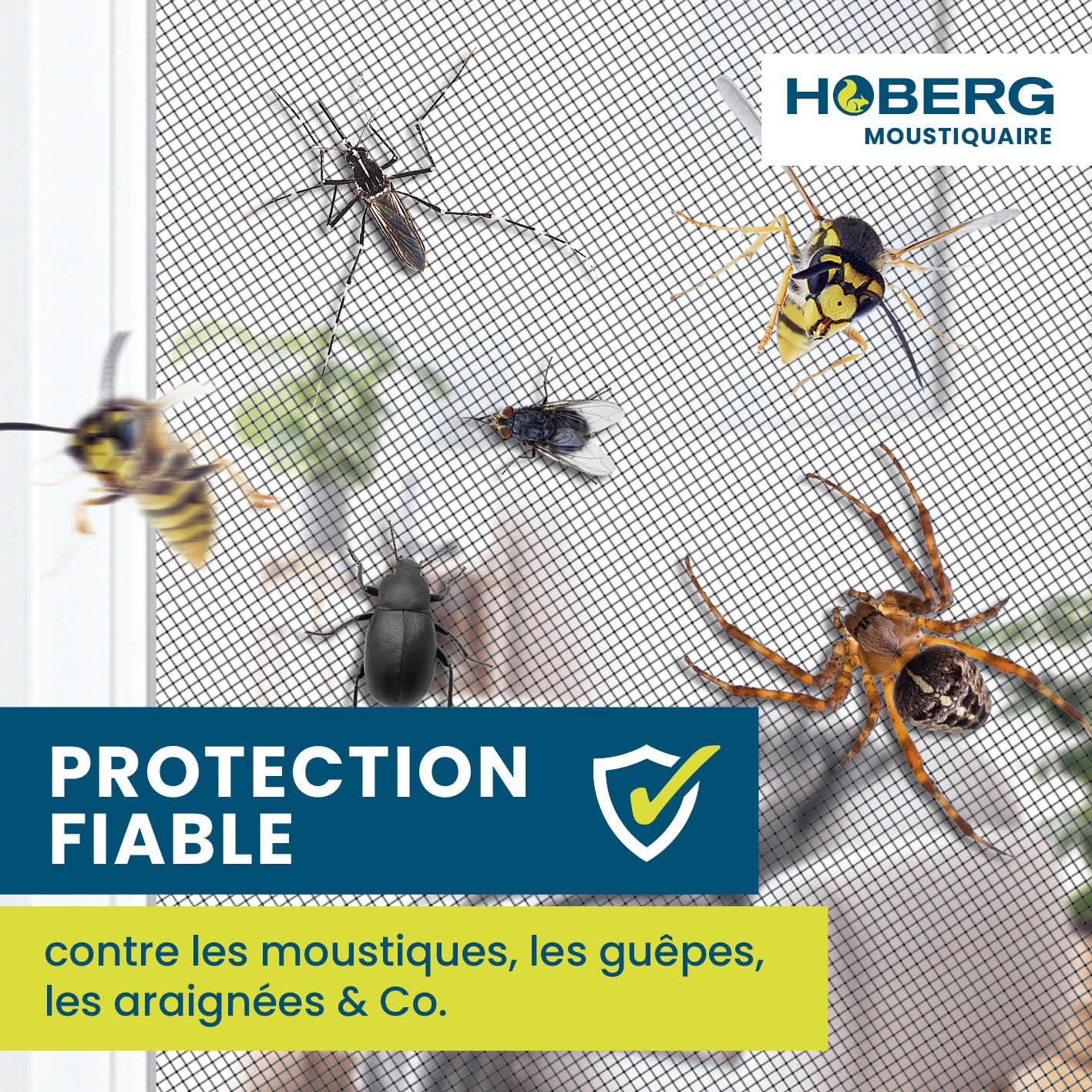 Hoberg Moustiquaire de fenêtre Fixation magnétique 150 x 130 cm découpable Noir