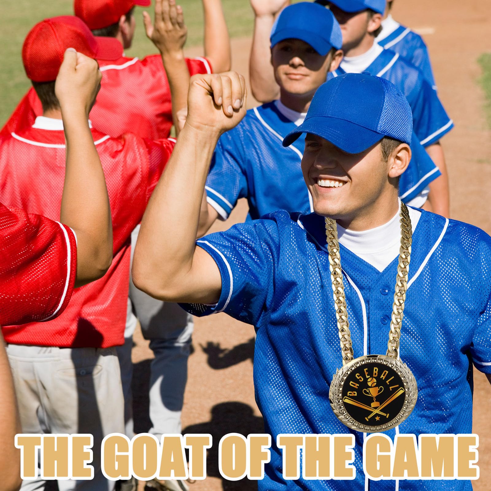 Penitue Greatest of All Time Turnover Chain, 6in/15cm Big Gold Goat MVP Medal Necklace Funny Champion Player of The Game Chain Award for Sports Trophy Prize Gifts — view 7