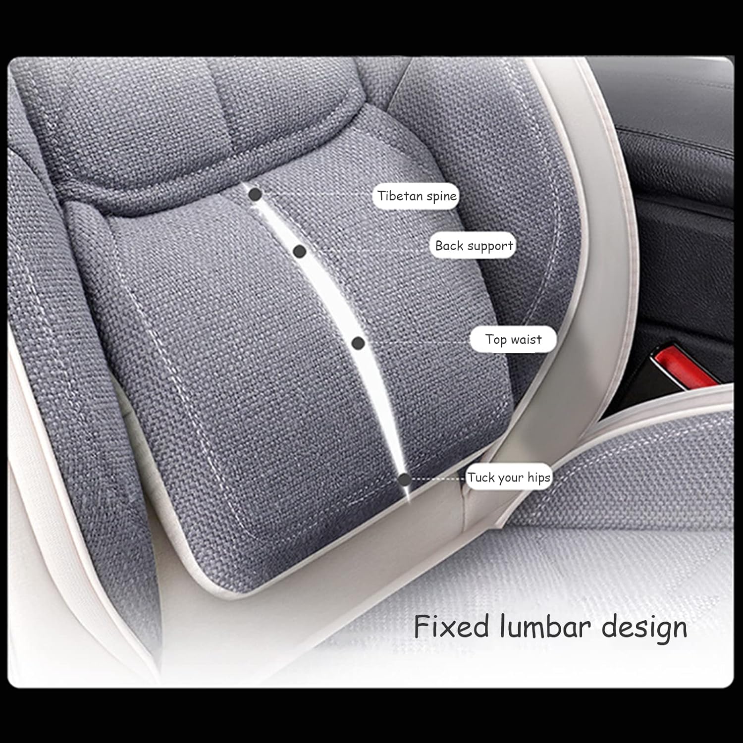 Car Seat Cushion Four Seasons Universal Linen Seat Cover Full Surround Suitable for 5-seat Sedan SUV Adjustable and Removable with 2 Headrests,A (A)