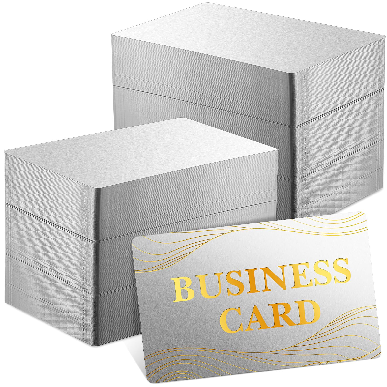 Marspark300 Pieces Metal Engraving Blanks Multipurpose Aluminum Sheet Aluminum Business Card Blanks for CNC Engraver Laser Engraving DIY Cards, Thickness 0.21 mm/ 0.01 inch (Silver)