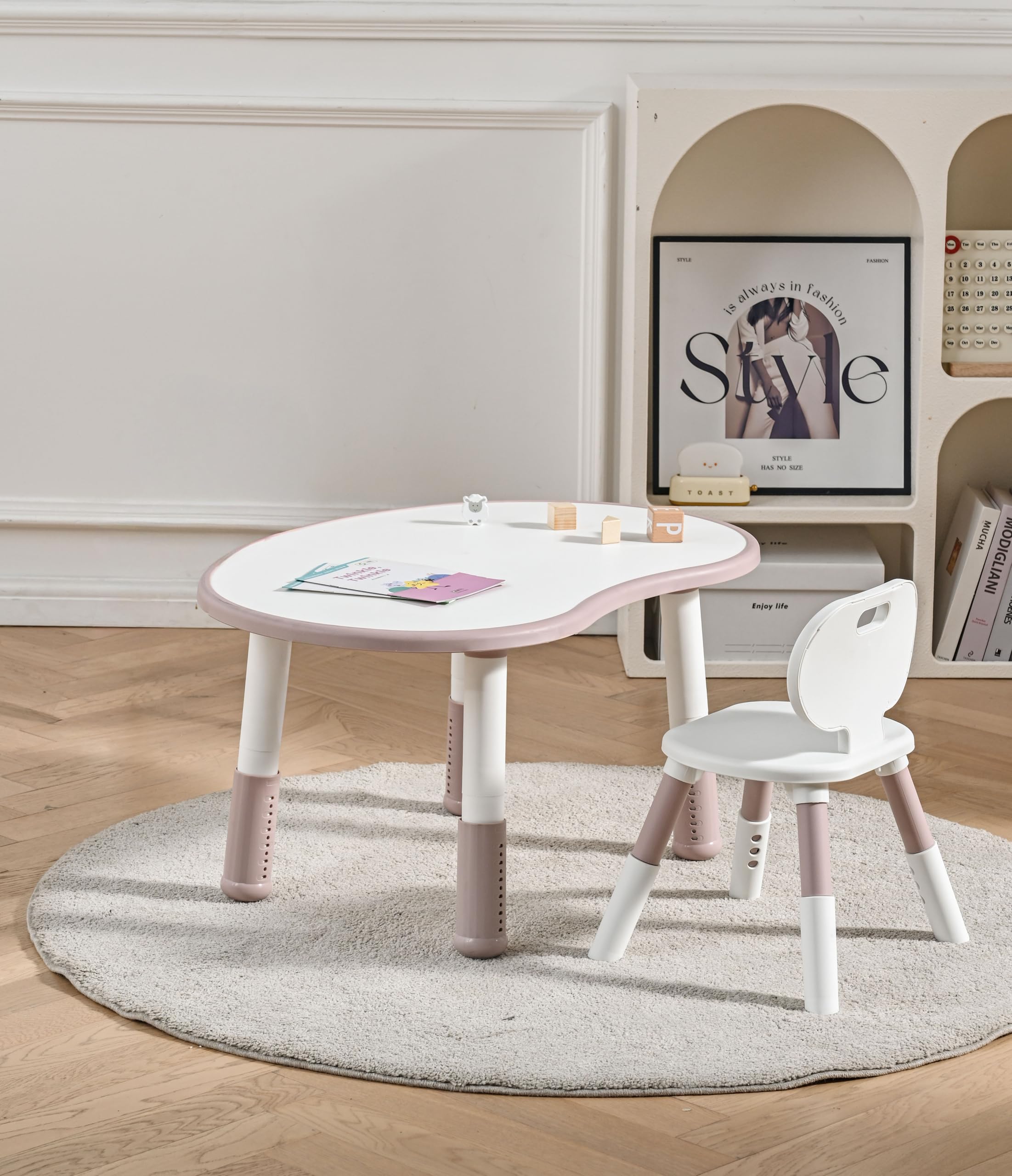 TINSY Compact Kids Study Desk Set | Space-Saving Design | Stable Seating | Durable Finish | Comfortable Chair | Protective Surface | Lightweight Mobility | Study Furniture | Pink-image-39