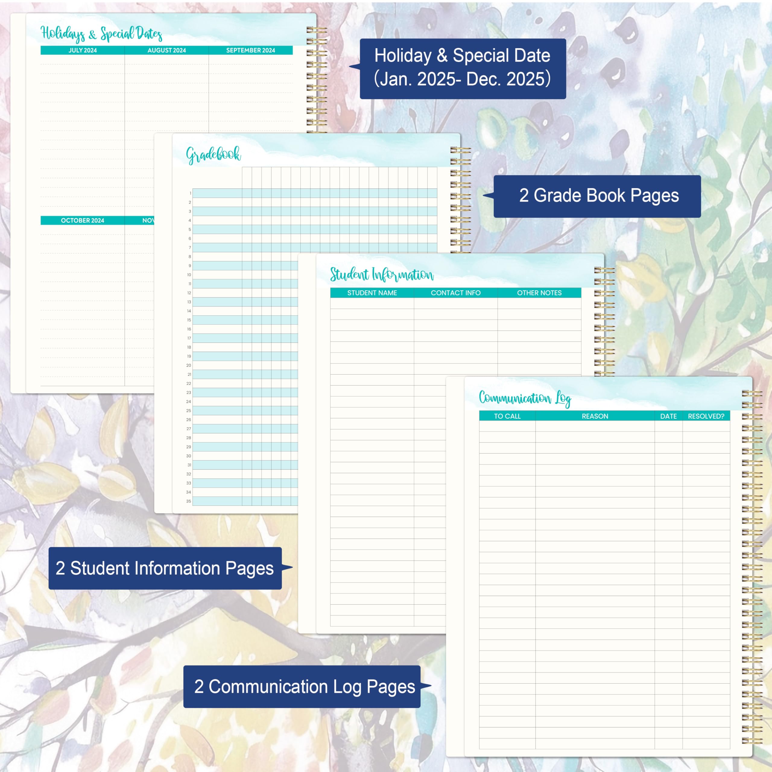 Teacher Planner 2025-2026 - Academic Planner 2025-2026, JUL. 2025 - JUN. 2026, 8.5'' x 11'', with Monthly Coated Tabs + Inner Pocket - Image 6