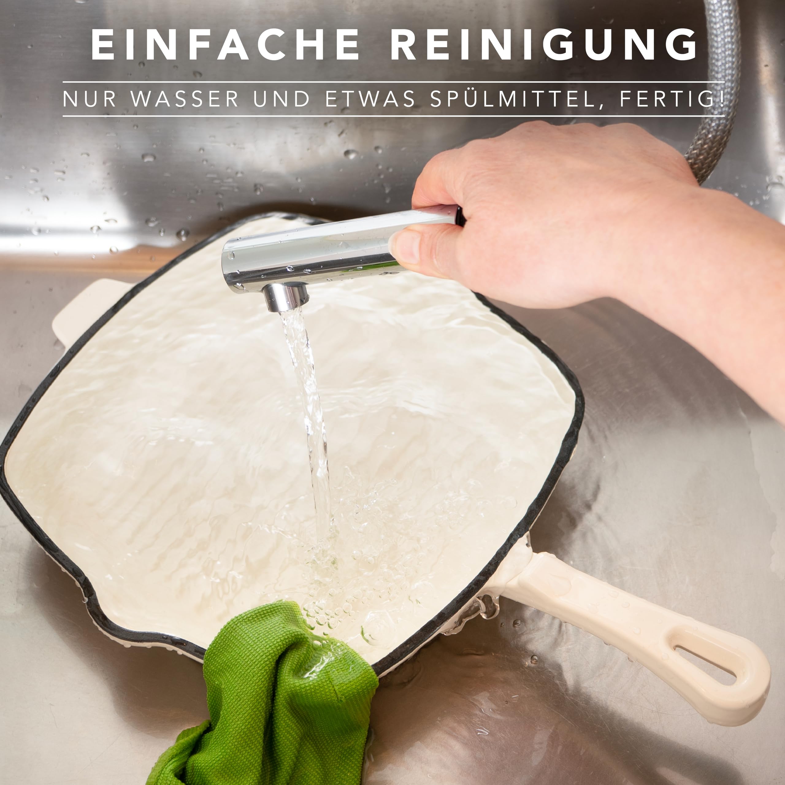 Römertopf - Bistecchiera rettangolare in ghisa, 24 cm, con rivestimento smaltato, per tutti i piani cottura, compresi quelli a induzione, adatta al forno a 250 °C, per grigliare senza grassi, senza