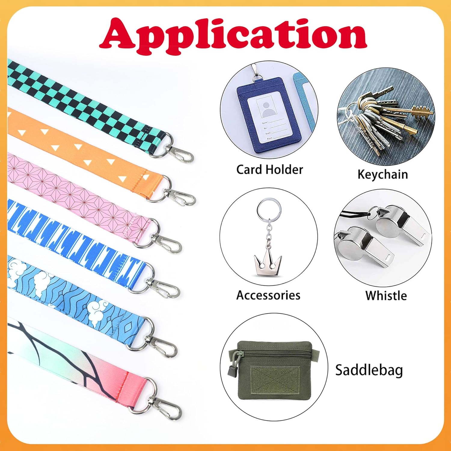 GTOTd Anime Cloud Cute Kids Teacher Neck Lanyard（6 Pack） for Key String Wallet. Anime Stuff Accessories Decor Gifts Merch Party Supplies ID Card Badge Holders Keychain for Teens Student Office - Image 6