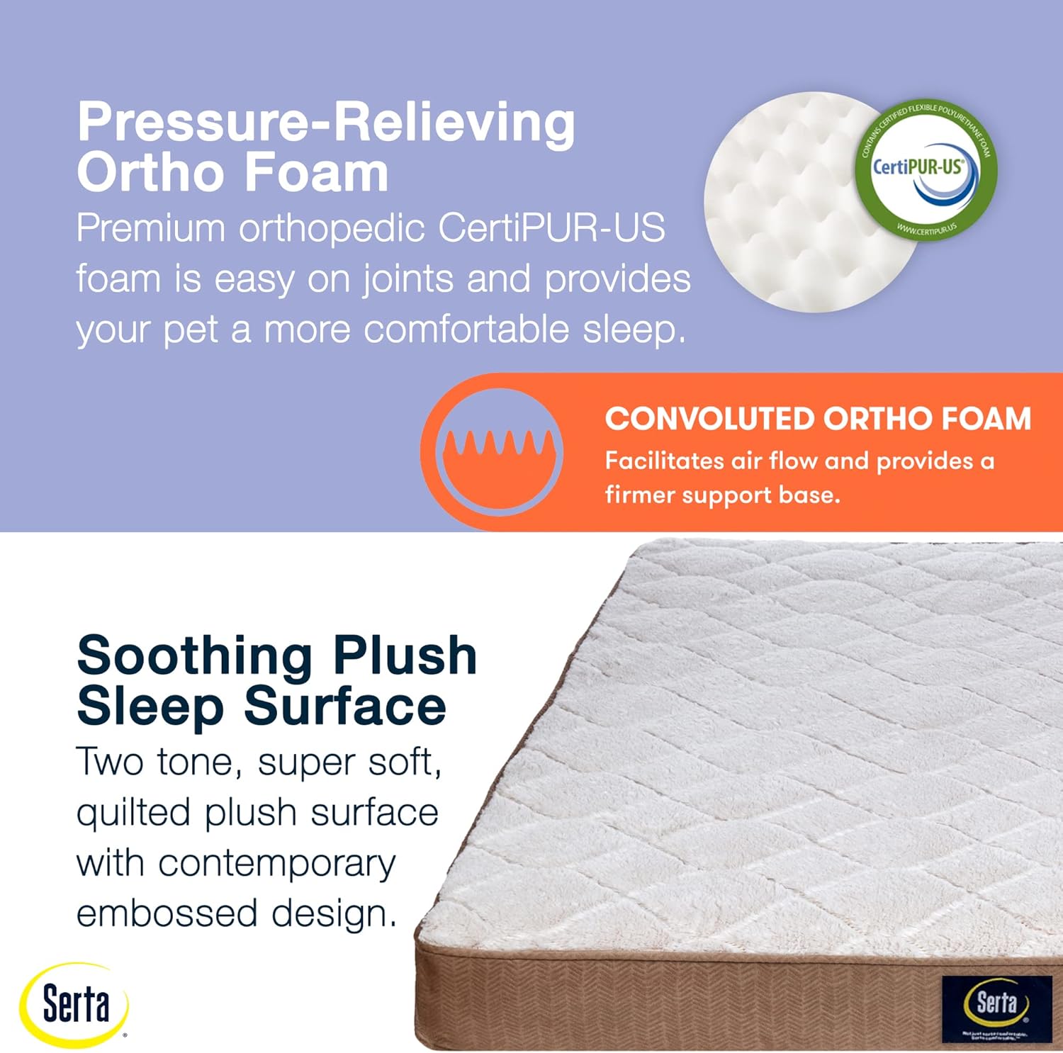review Serta Orthopedic Quilted Pillow Top Dog Bed for Pets – Desert Sand (X-Large)