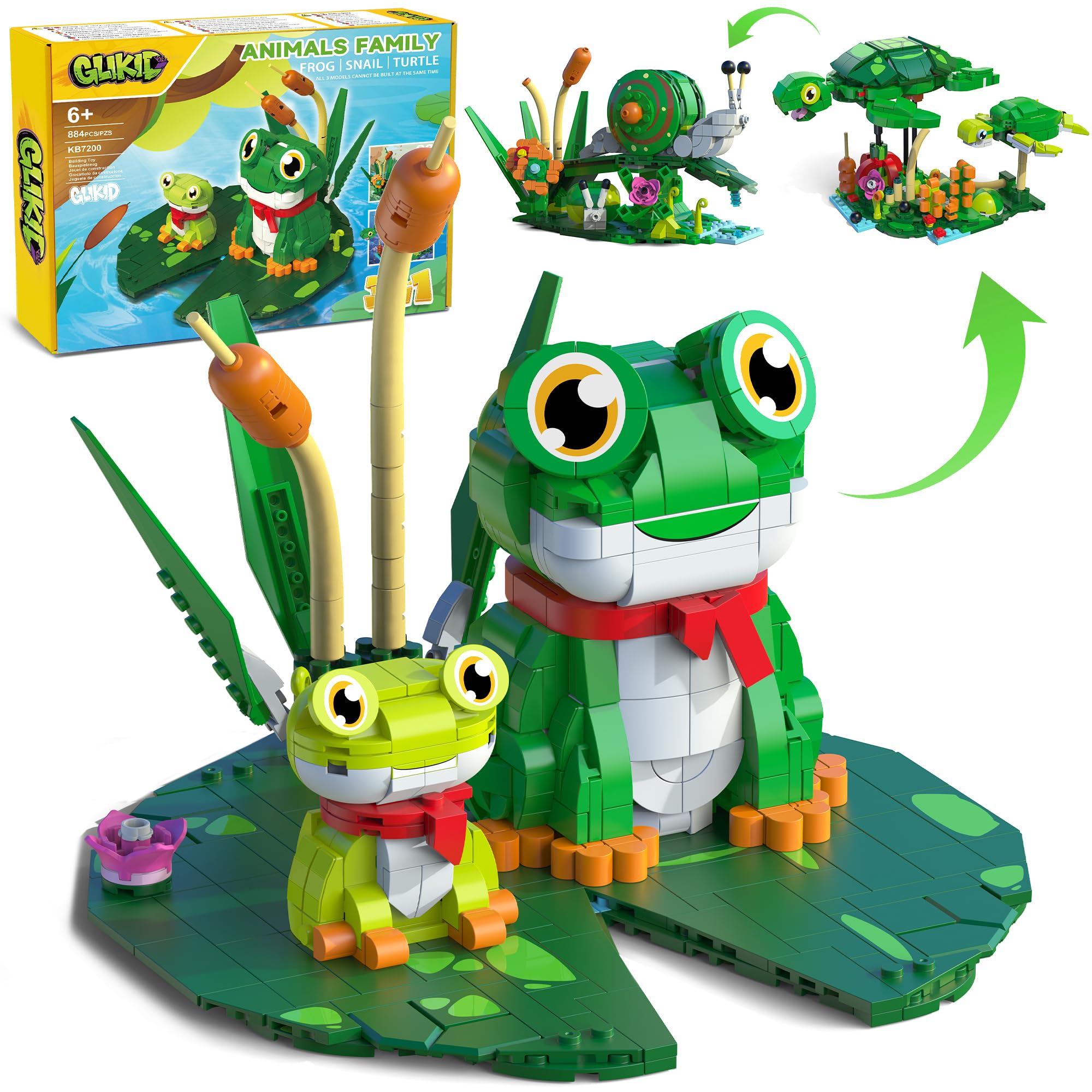Amazon.com: Glikid 3 in 1 Animals Frog Family Building Set