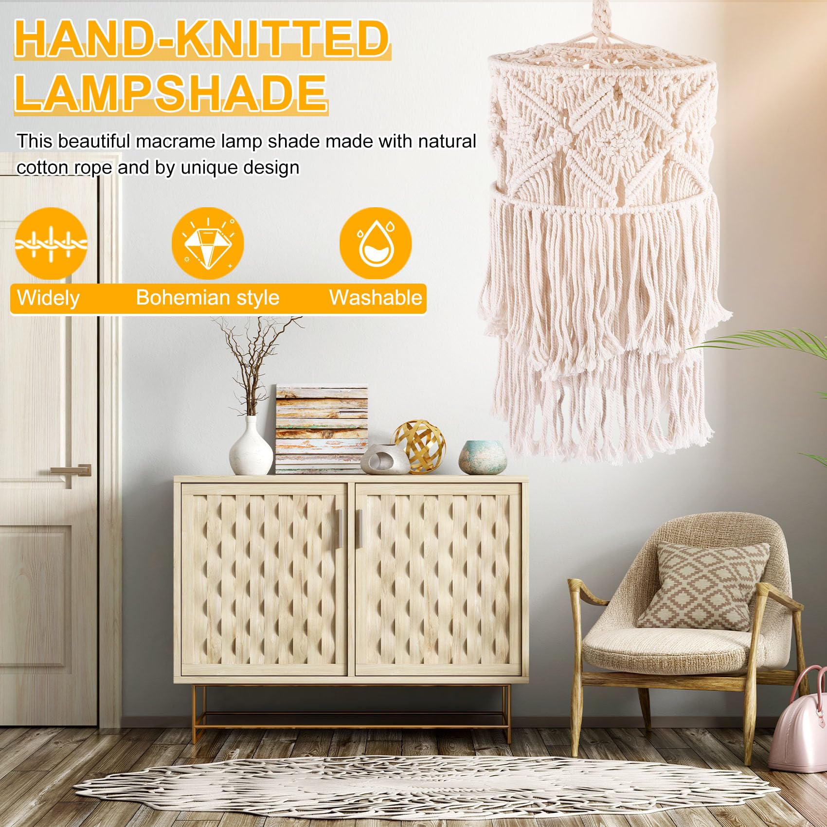Hand Gemachte Wand Tapisserie Lampenschirm BöHmen Makramee Boho Handcraft Quaste Tapisserie Hintergrund Kopf Teil Wand Behang