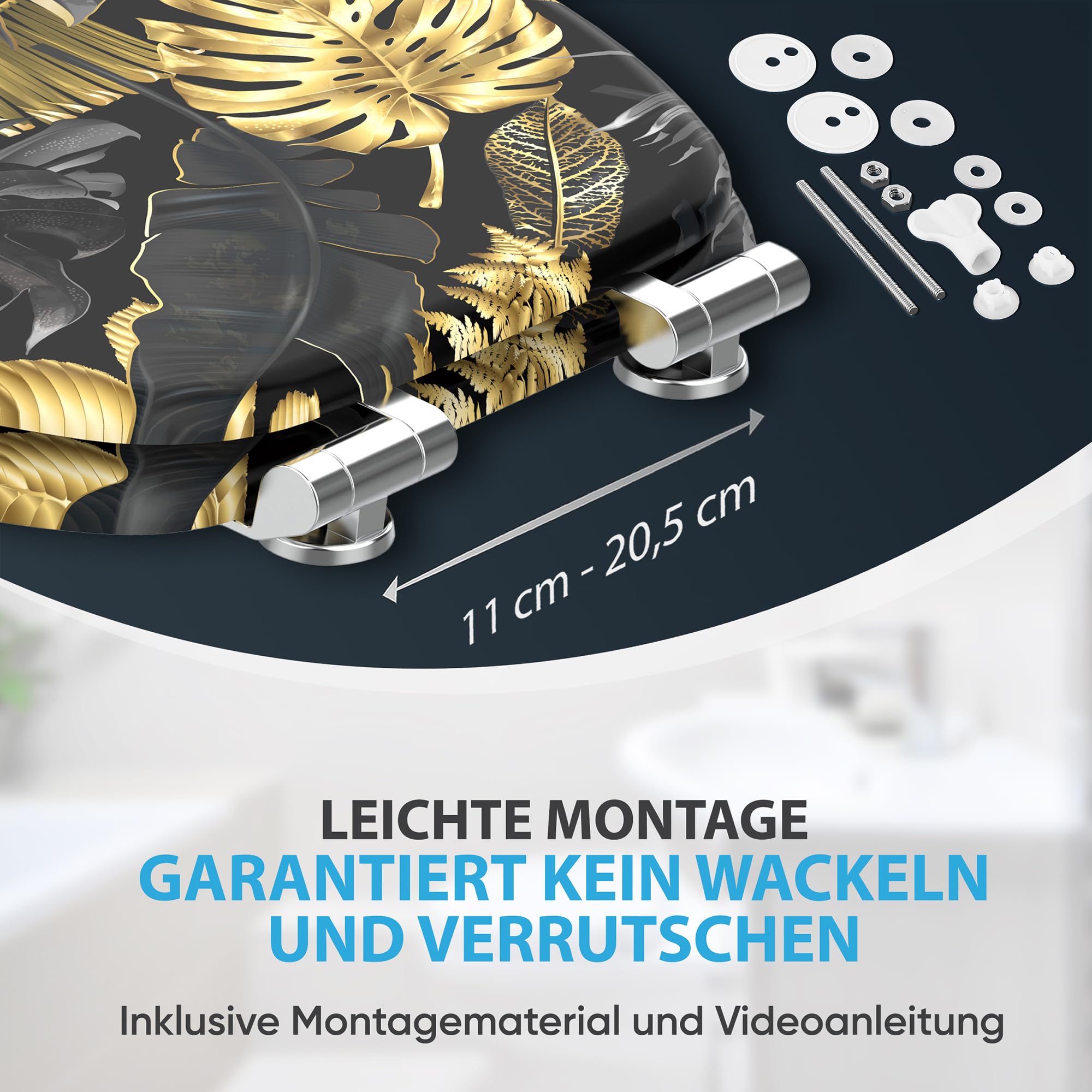 Sanilo Abattant De WC Sans Système D'abaissement Automatique - Nombreux Beaux Abattants Noirs Au Choix - Qualité Supérieure Et Stable En Bois (White Flower