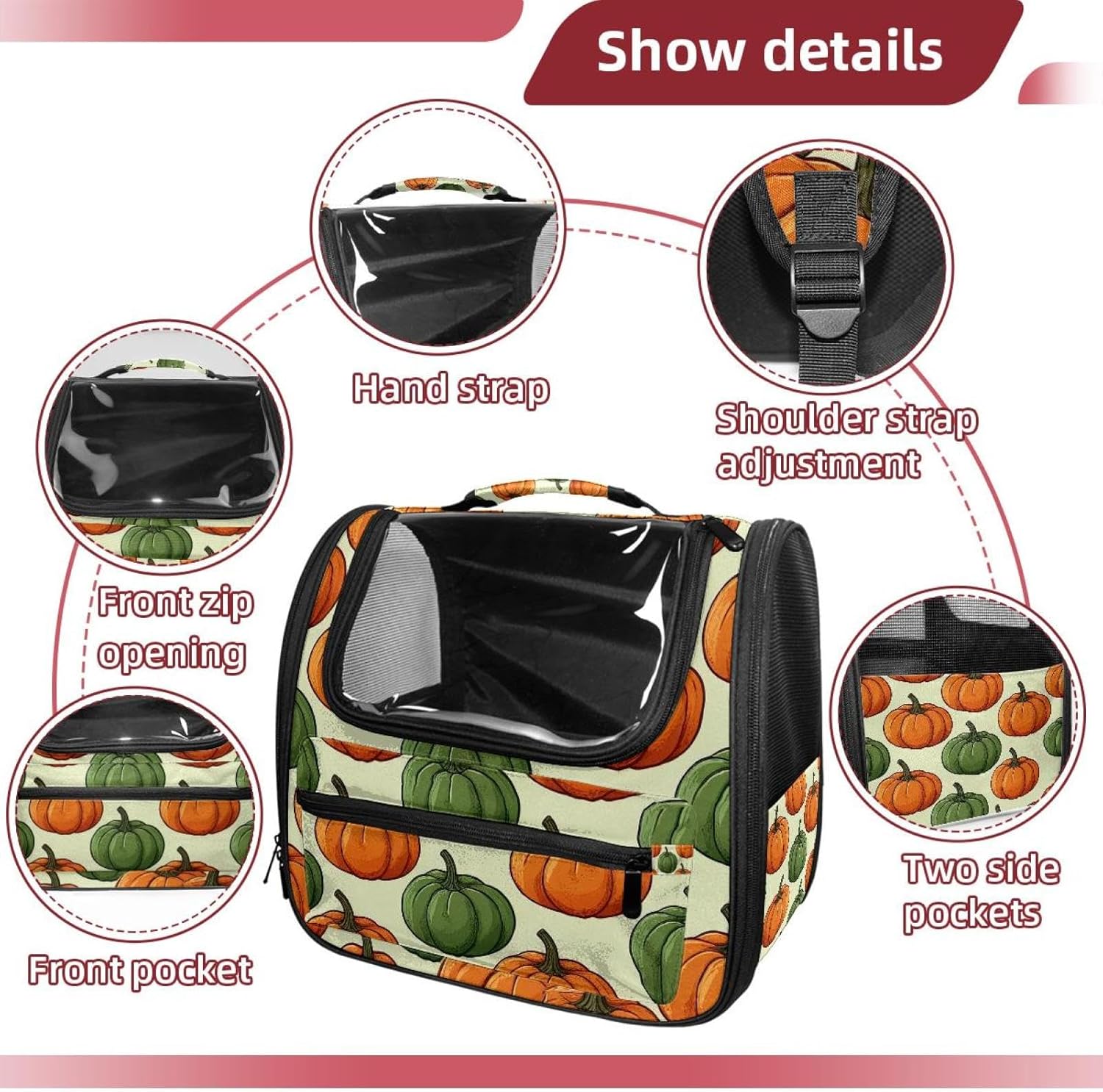Helloween Pumkins_195 Traveler Backpack Pet Carriers for Cats and Dogs
