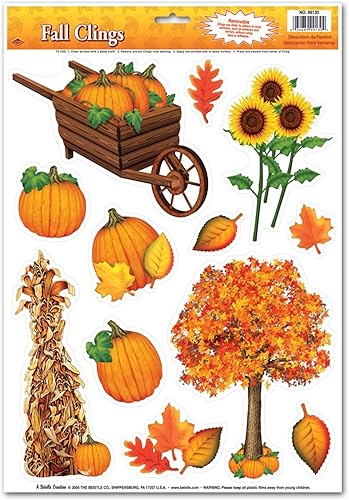 Miniatura 2 de Paquete de adhesivos de otoño, decoración de accesorios para fiestas de ventanas y espejos