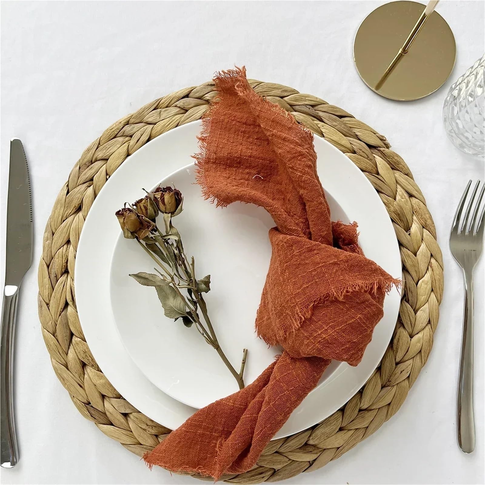 Servilletas de Mesa de algodón, Rebabas 50 Piezas 32x32 cm decoración de Boda de Toalla de té de Gasa Multicolor(Purple)