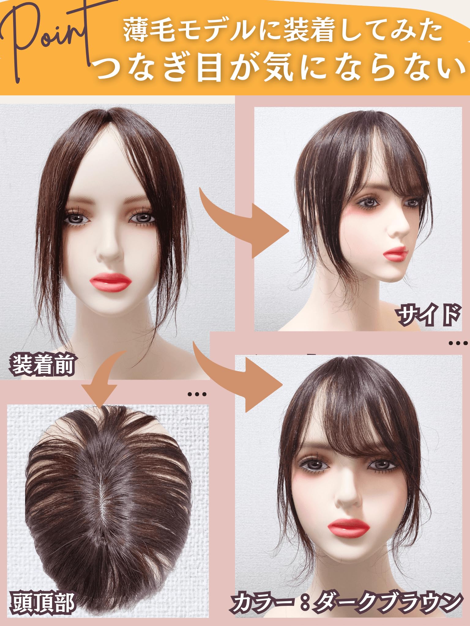 Amazon.co.jp: 前髪ウィッグ 部分ウィッグ 総手植え 人毛100％ 医療用