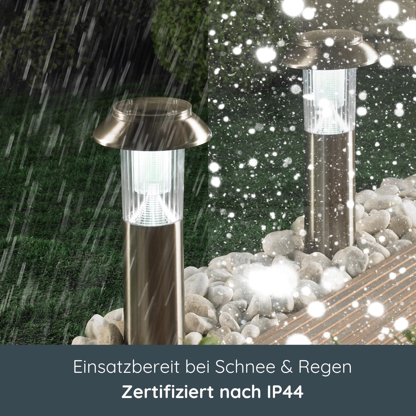 MeLiTec Garten-Solarlampe, 3er Set, Solar LED-Gartenleuchten, Solarlampe für außen, ideal für Garten, Terrasse und Balkon, aus Edelstahl matt gebürstet, SO06-1