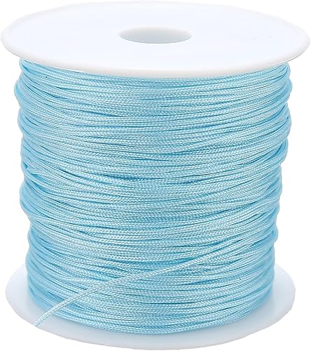 Cordón de nailon de 0.031 in, hilo de nudo chino macramé pulsera de cola de rata cuerda trenzada (azul cielo)