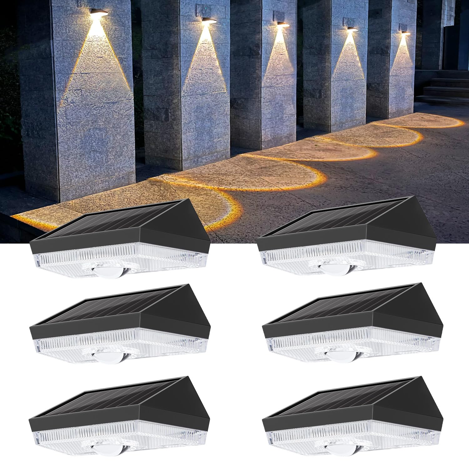 ELLASAY Solar Fence Lights Outdoor Garden: 10 Color Modes Garden Light Solar Powered Waterproof - Bright Solar Lights for Outside Deck Patio Gate Yard Decoration-6Pack