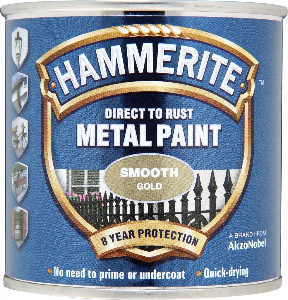 Hammerite Metal Paint Smooth 250ml Gold (662558)