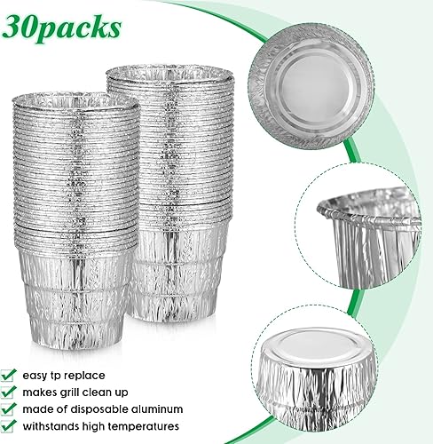 Miniatura 4 de Paquete de 30 forros de cubo de grasa por goteo con 1 cubo de parrilla para cubeta de goteo de grasa, piezas de repuesto desechables de papel de