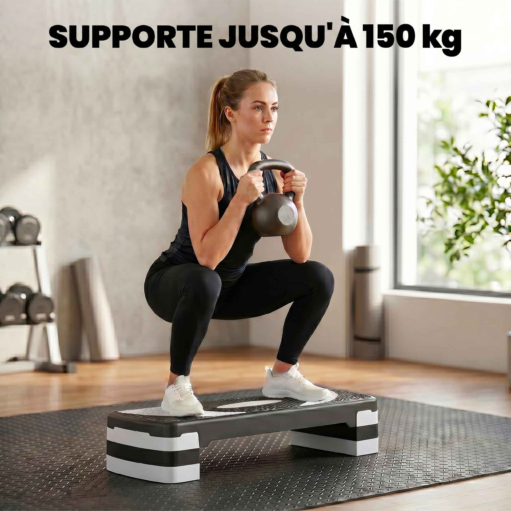 HOMCOM Stepper Fitness Aérobic Hauteur réglable 10/15/20 cm Surface antidérapante 80 x 31 x 20 cm